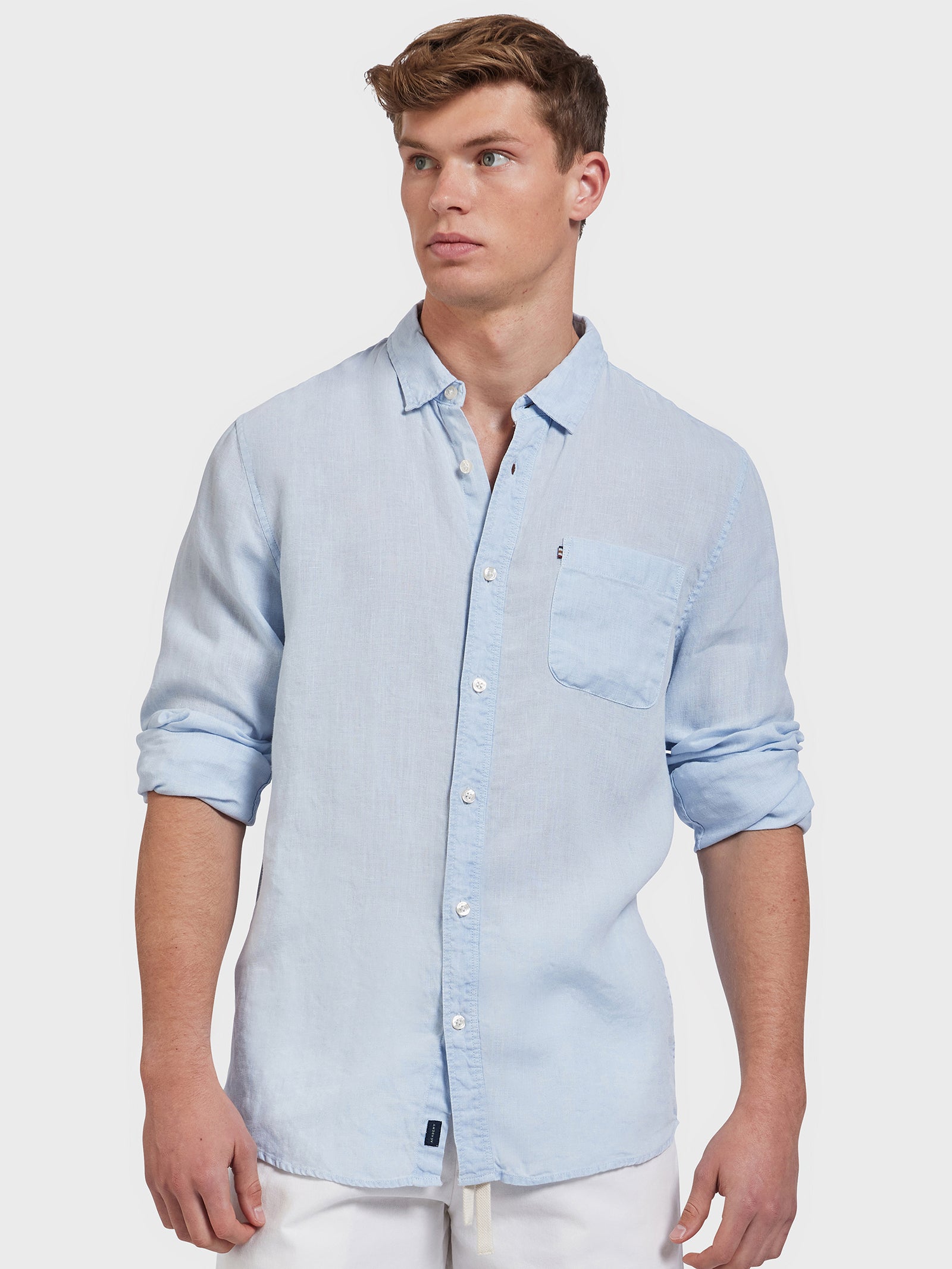 Hampton Linen Shirt in Cloud Blue