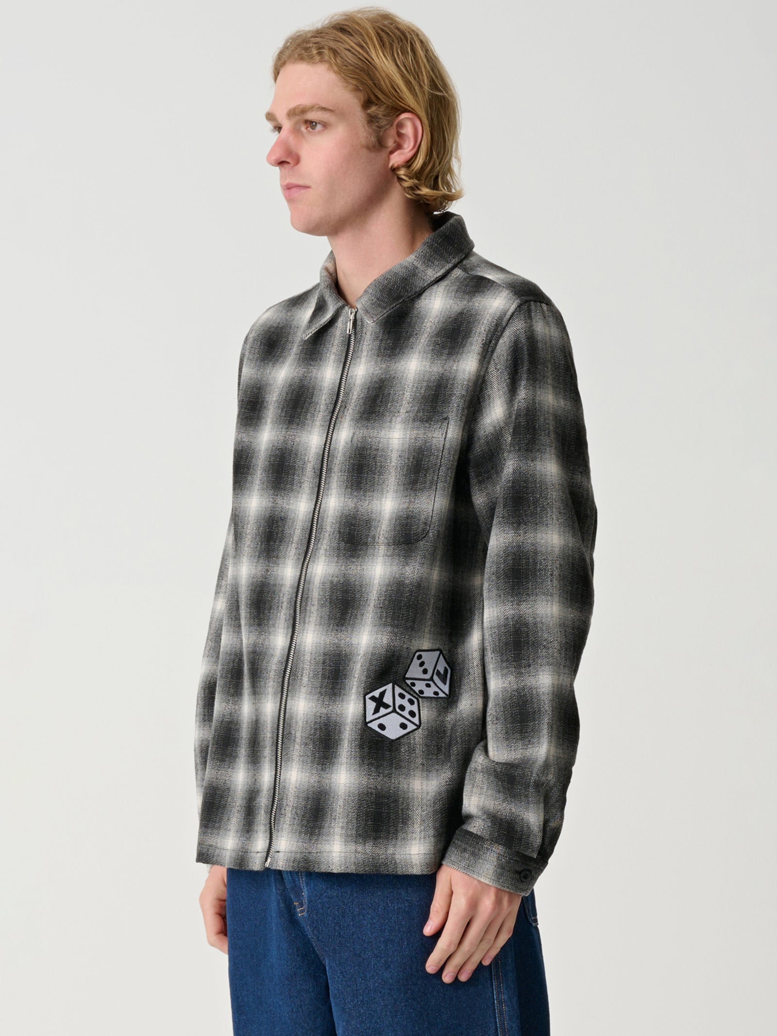 Dice Check Long Sleeve Zip Shirt