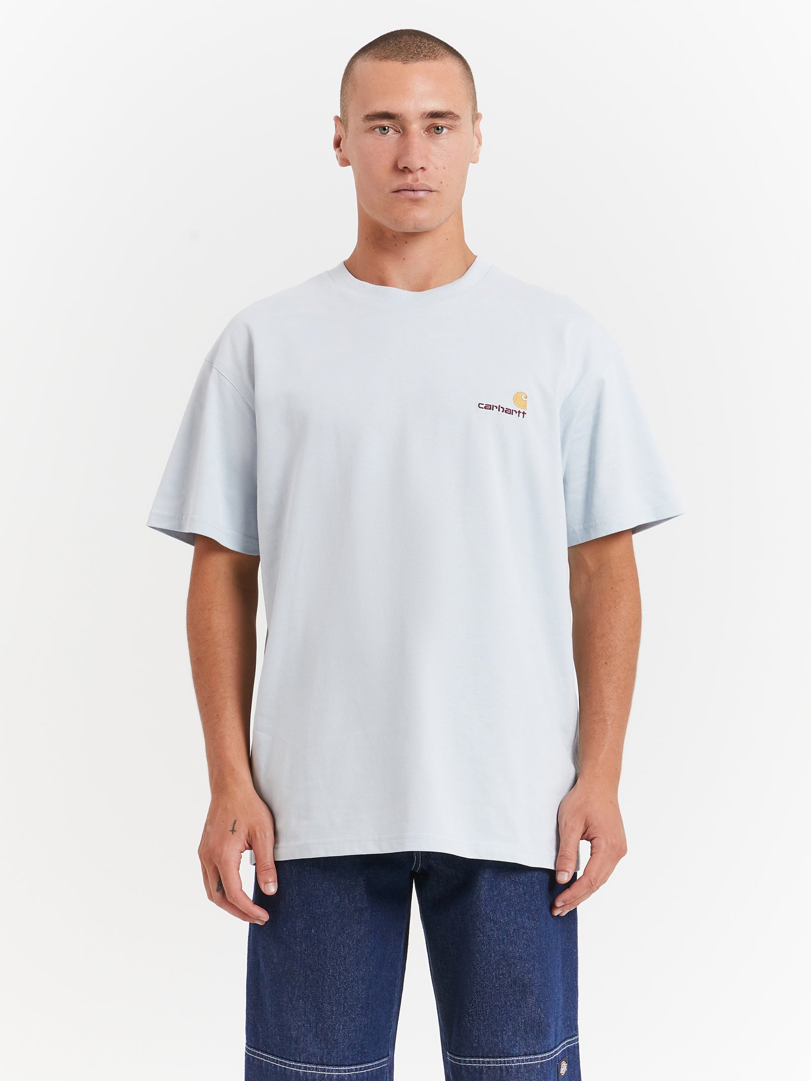 Short Sleeve American Script T-Shirt in Icarus