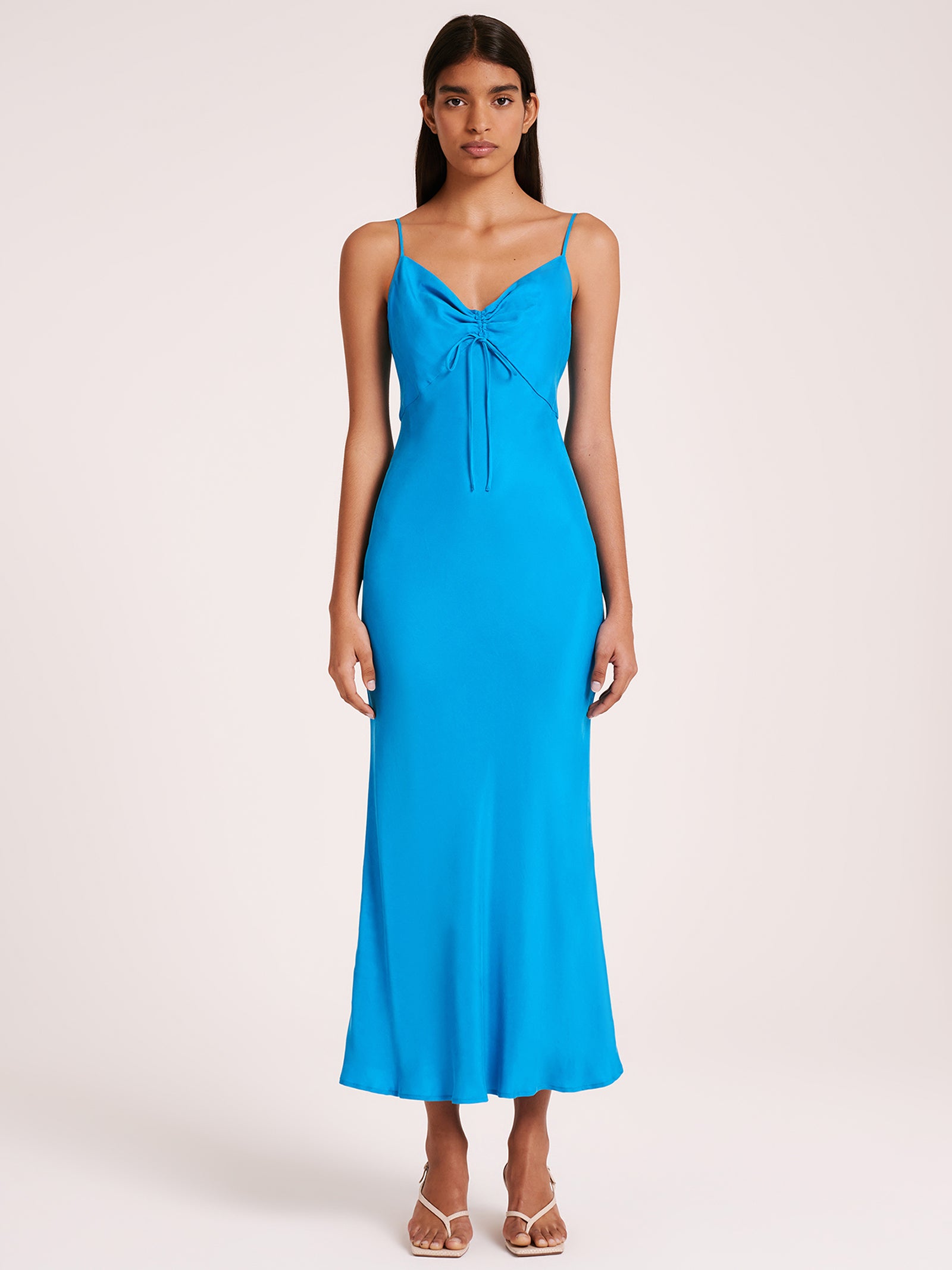 Lea Cupro Dress in Azure Blue