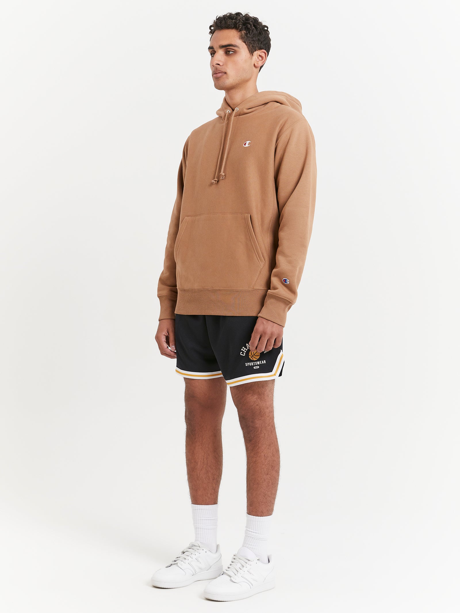 Reverse Weave C Logo Hoodie in Contour Blush