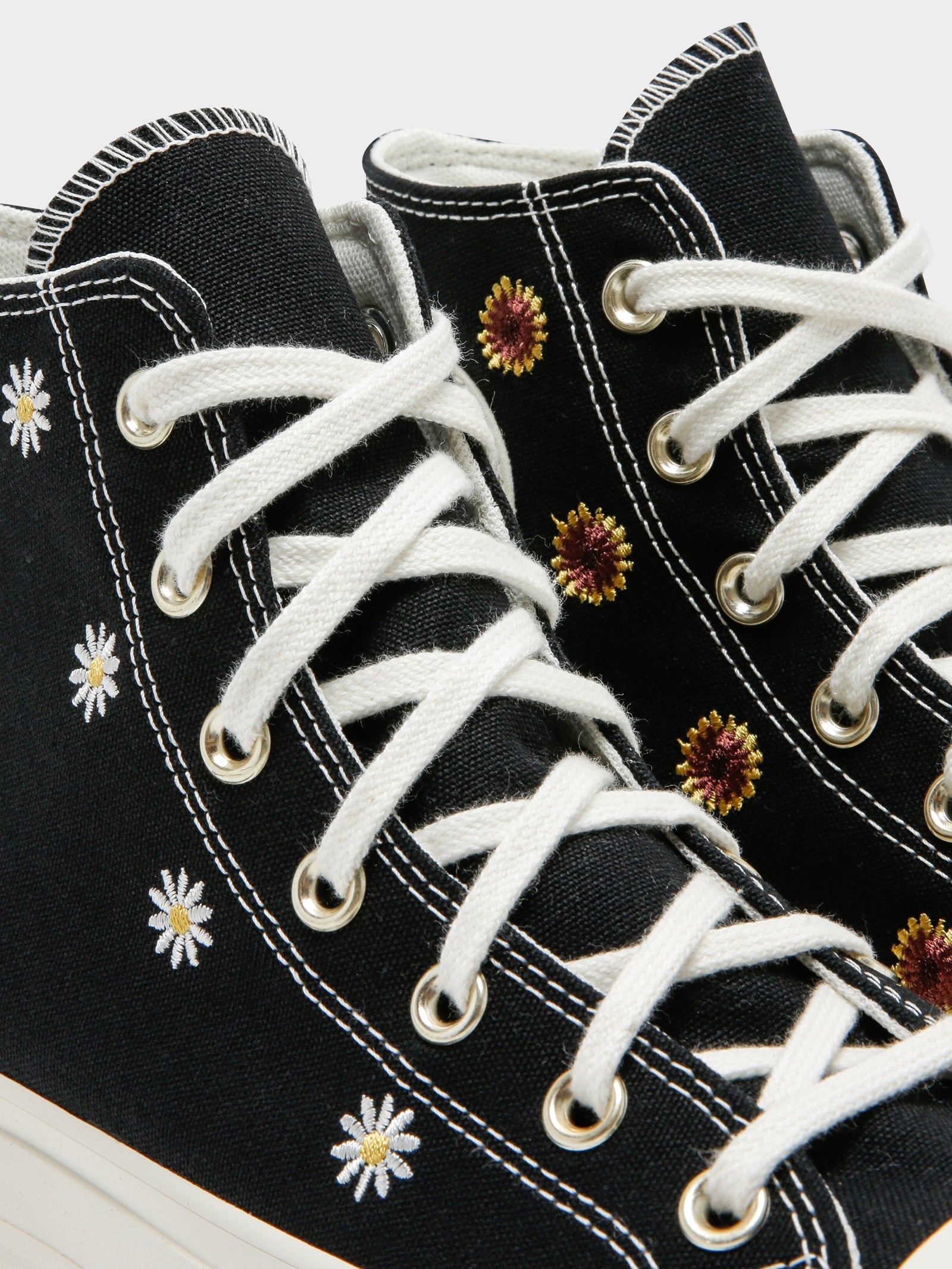 Womens Chuck Taylor Festive Florals High Top Sneakers in Black & White