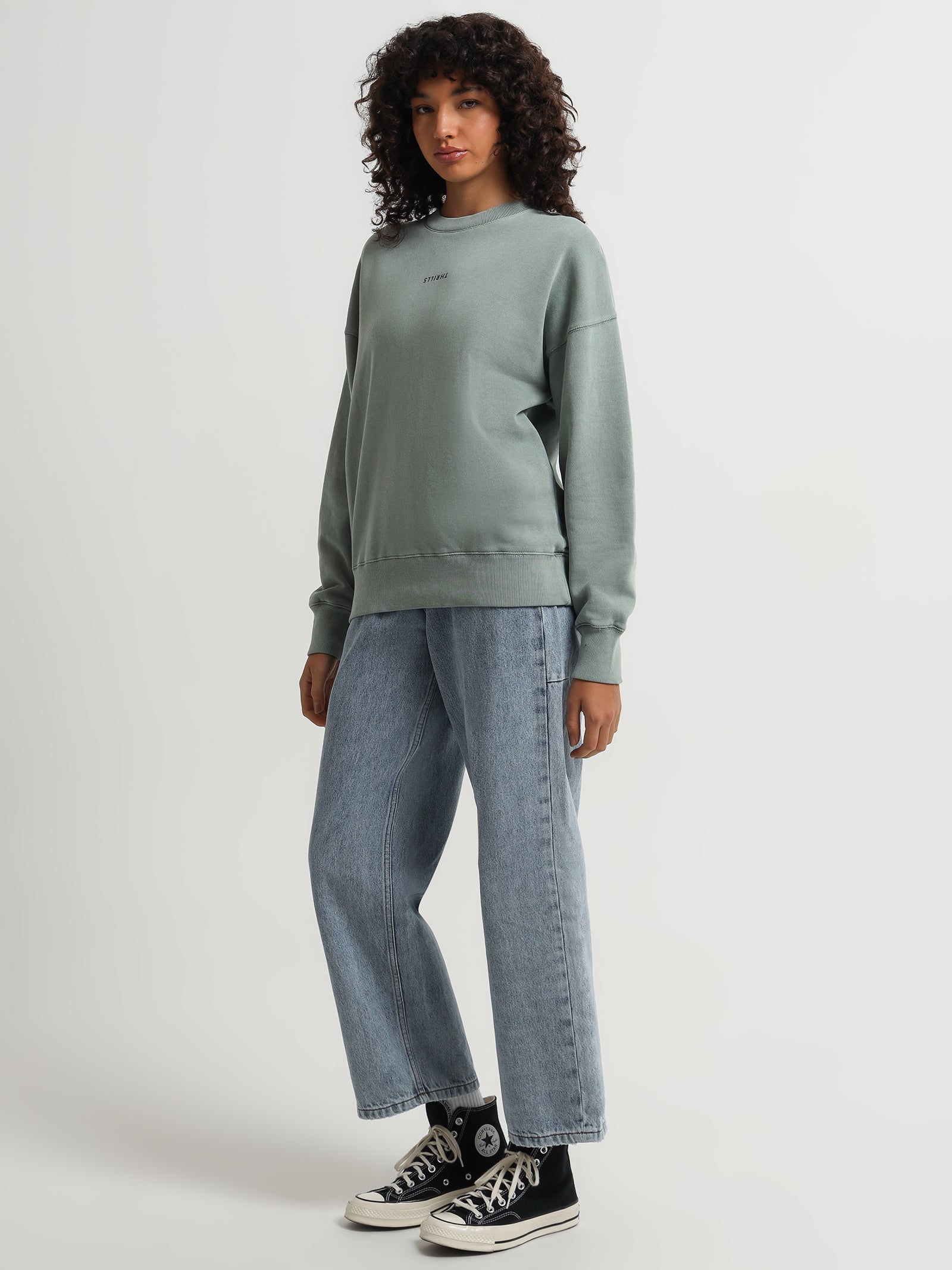 Minimal Thrills Slouch Crew in Seaglass Green