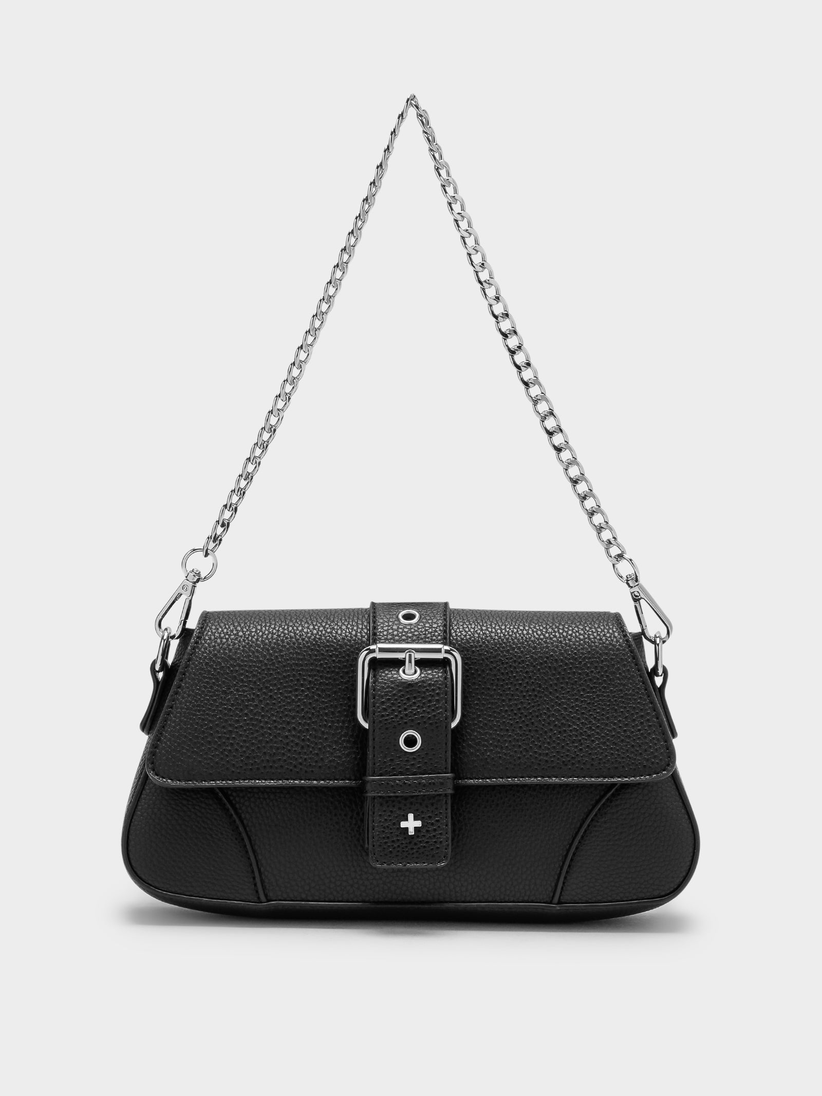 Maddy Shoulder Bag in Black & Silver