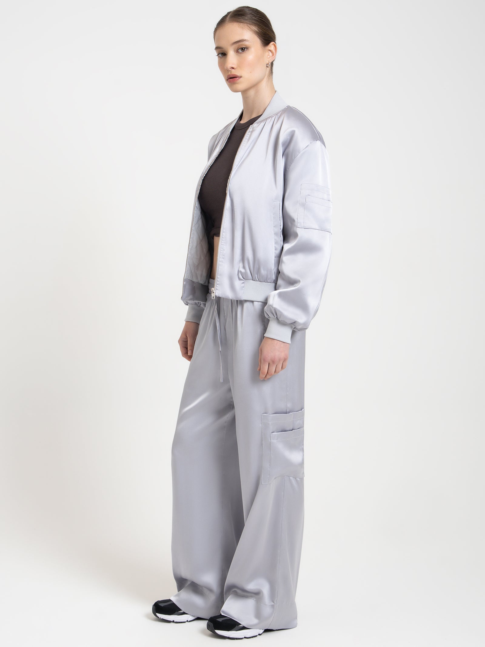 Hazel Wide Leg Pants in Silver