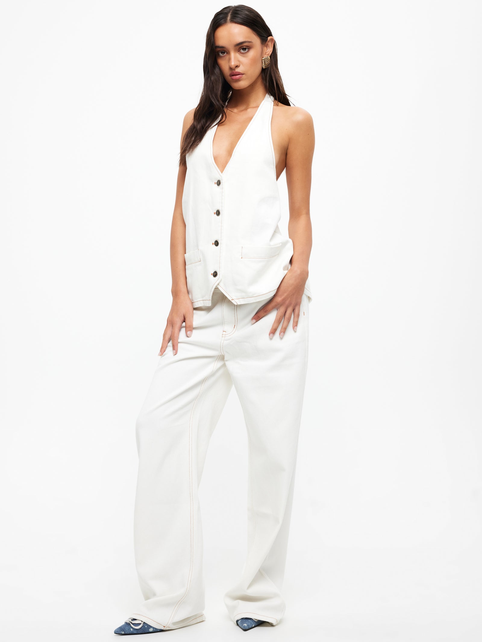 Hills Halter Shirt in Porcelain White