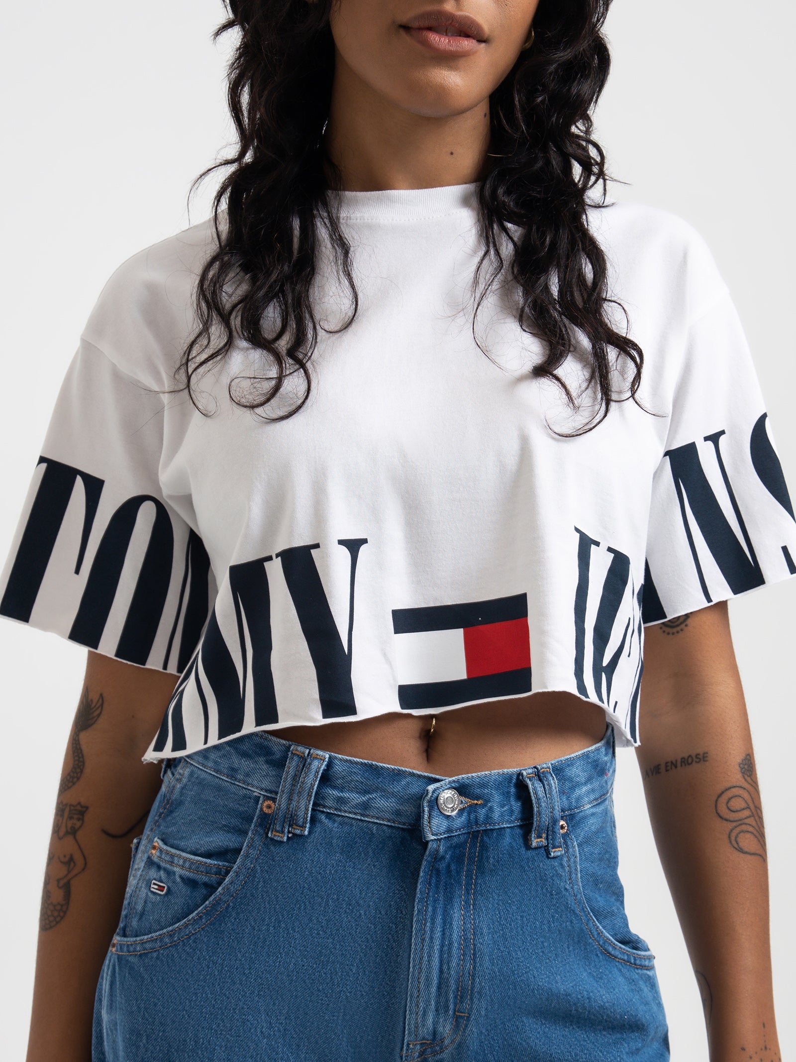 Oversized Crop Archive T-Shirt in White