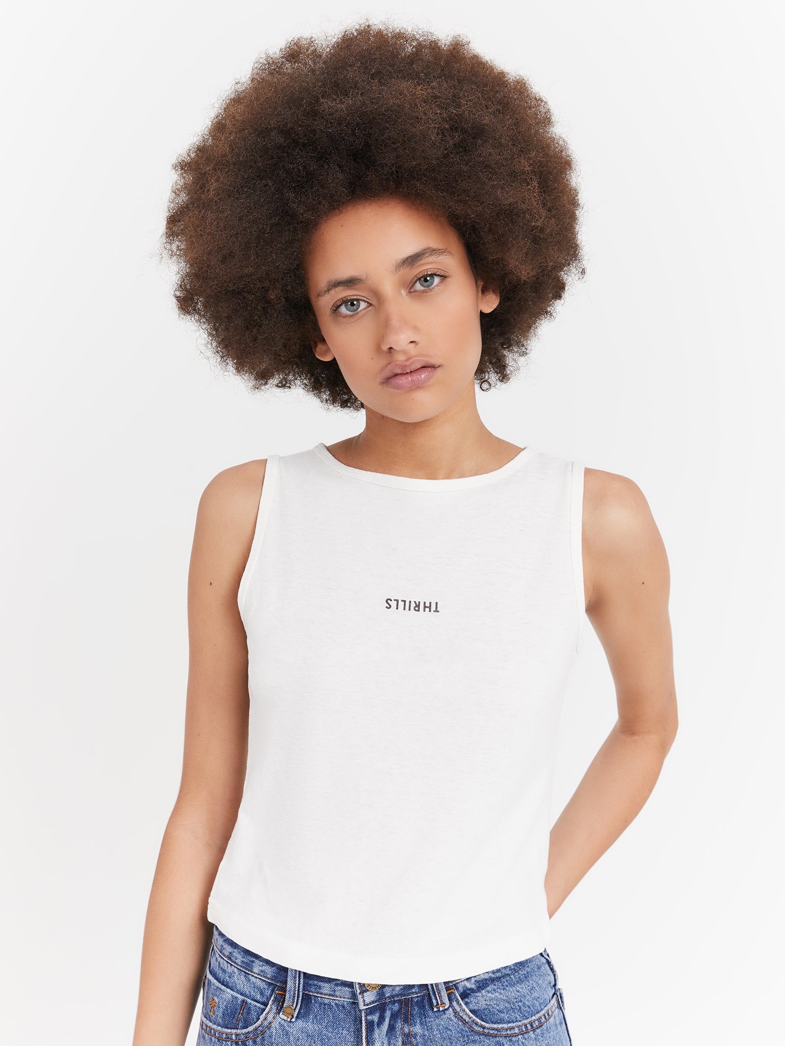 Minimal Thrills Hemp Boat Neck Tank in White