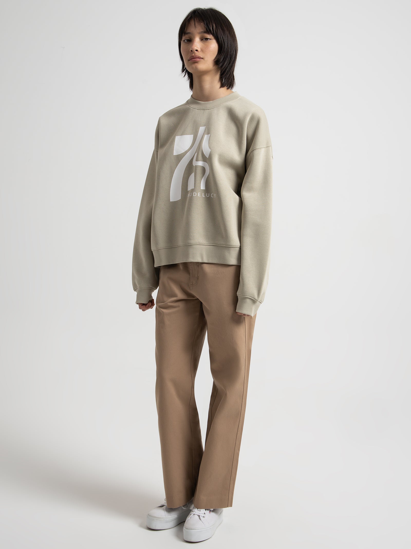 Goya Oversized Crew Sweater in Cucumber Green