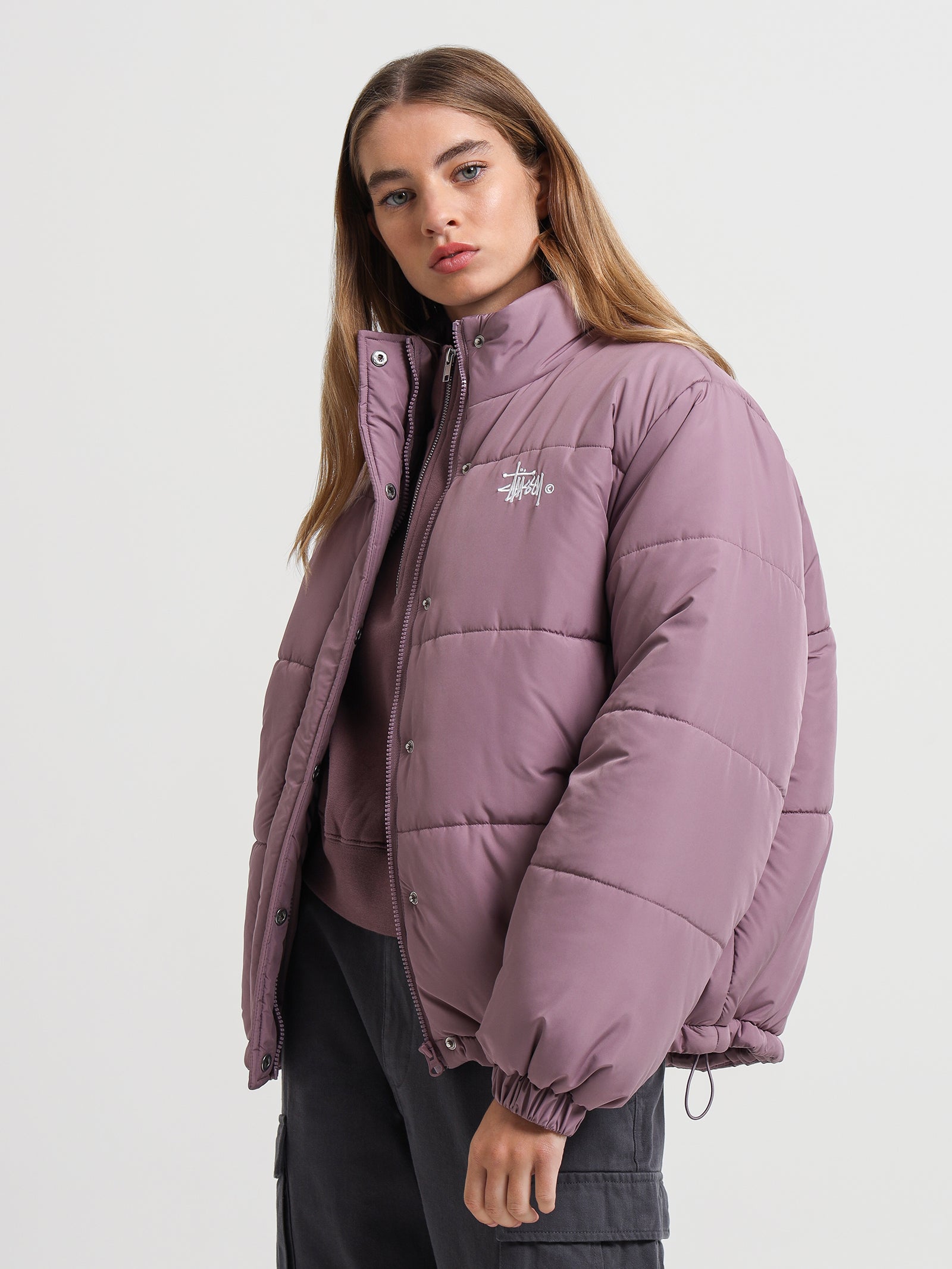 Graffiti Puffer Jacket in Rose