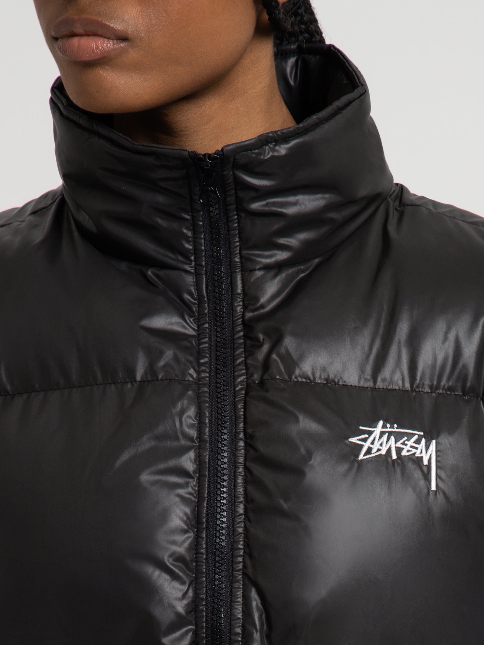 Stock Puffer Vest in Shiny Black