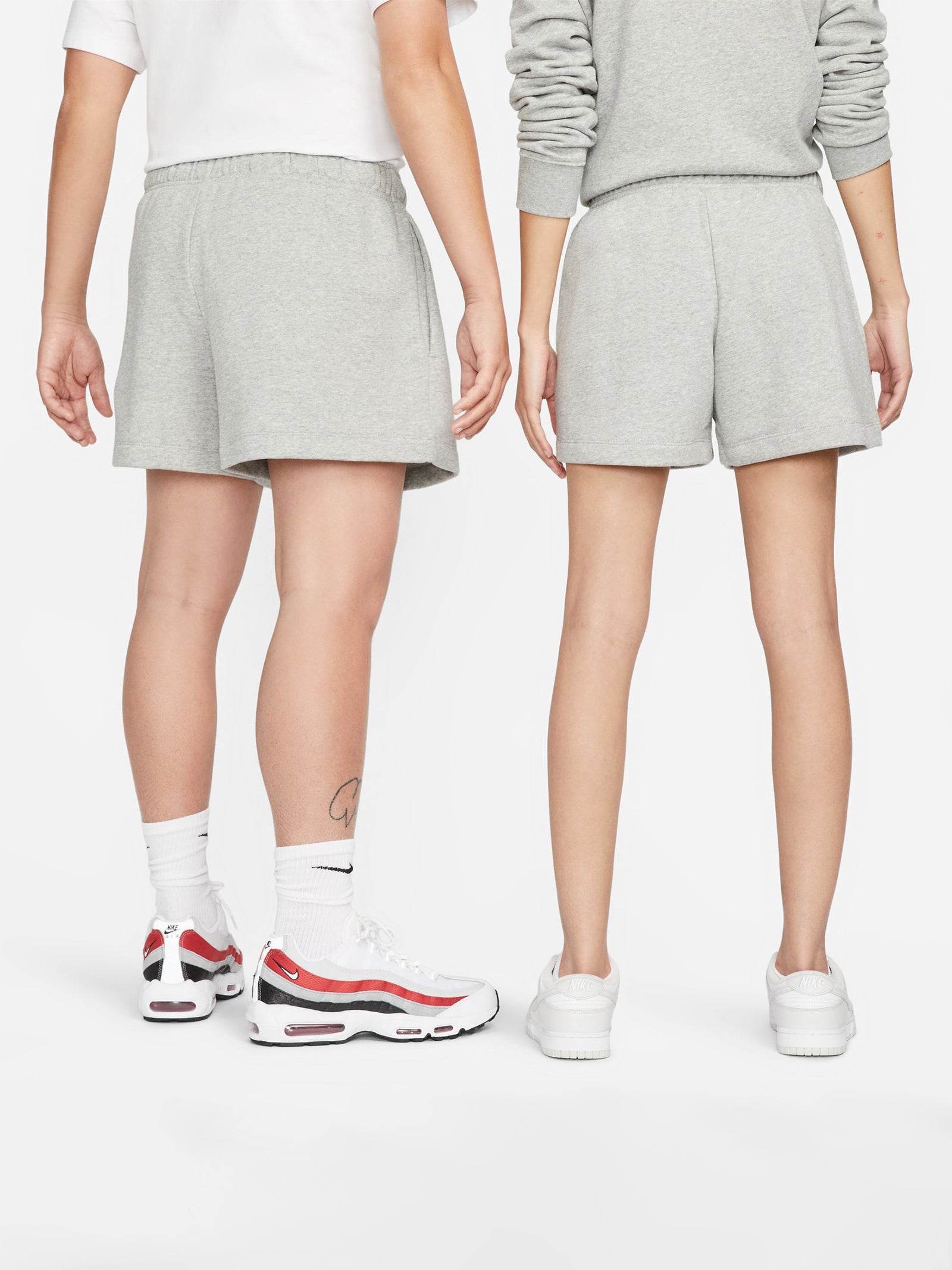 Club Fleece Mid-Rise Shorts in Grey Heather & White