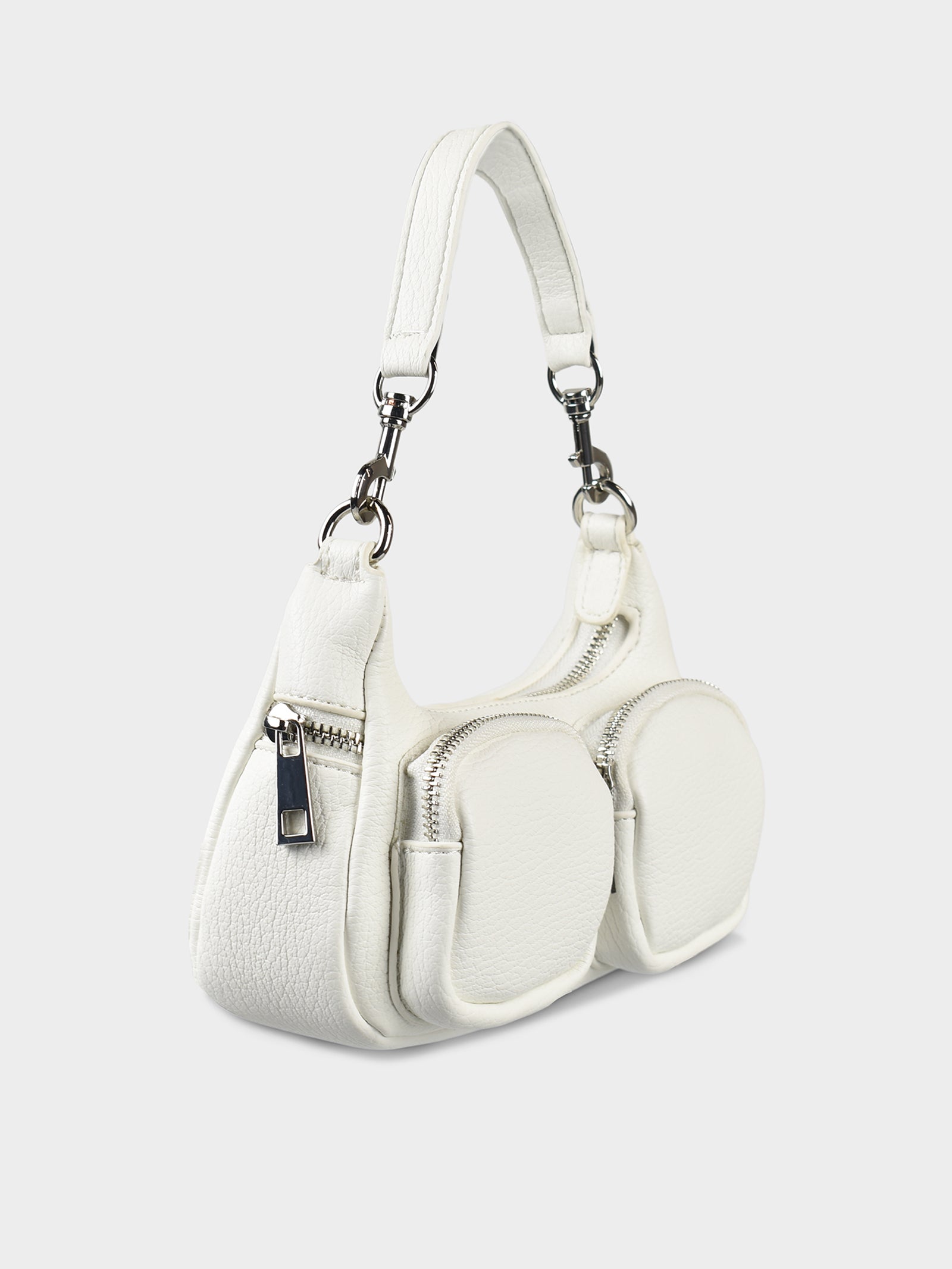 Scheana Pebble Shoulder Bag in White & Gold