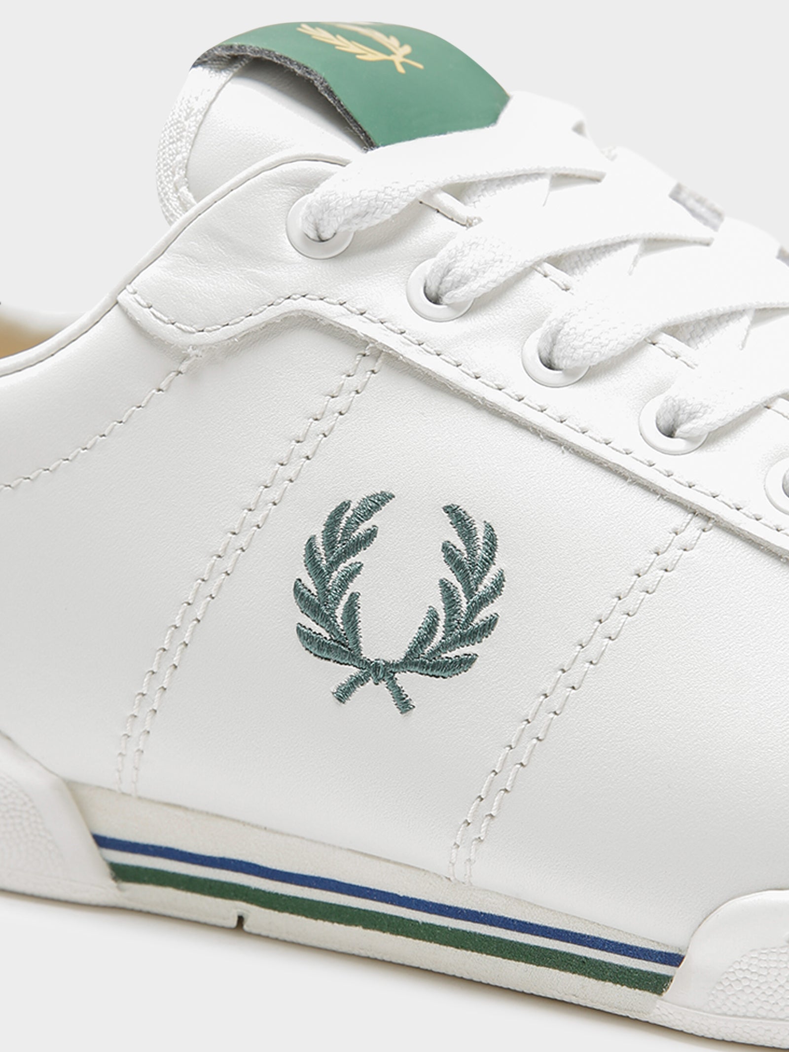 Mens B722 Leather Sneakers in White & Green