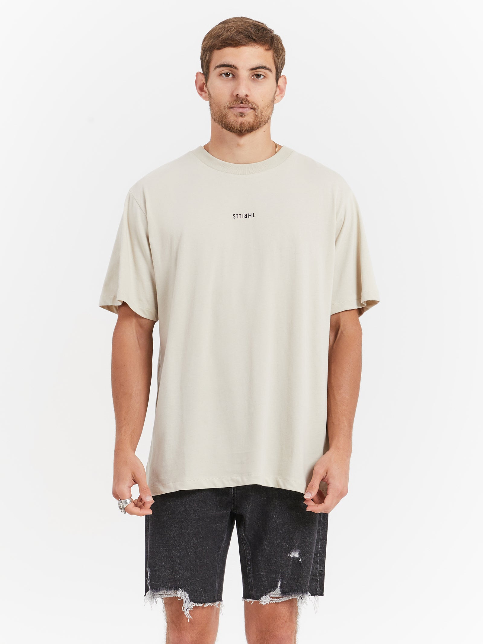 Minimal Thrills Merch Fit T-Shirt in Oatmeal