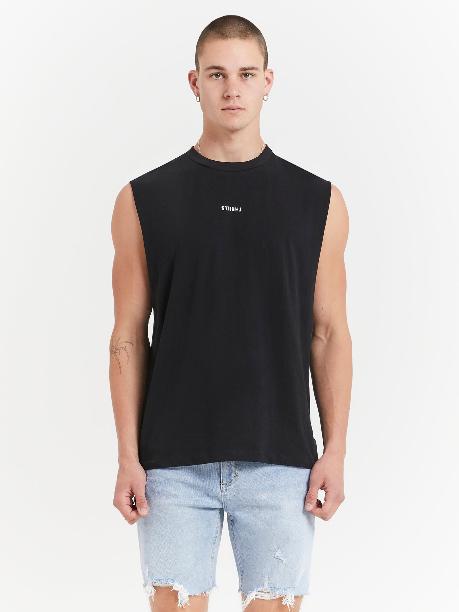 Minimal Thrills Merch Fit Muscle T-Shirt in Black