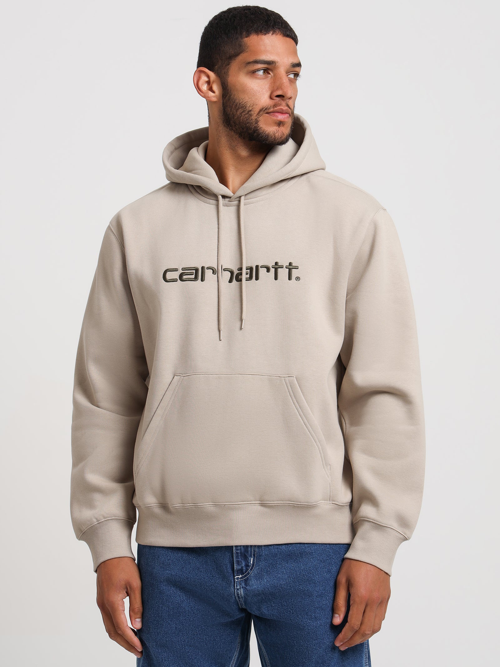 Hooded Carhartt Sweatshirt in Wall Cypress Tan