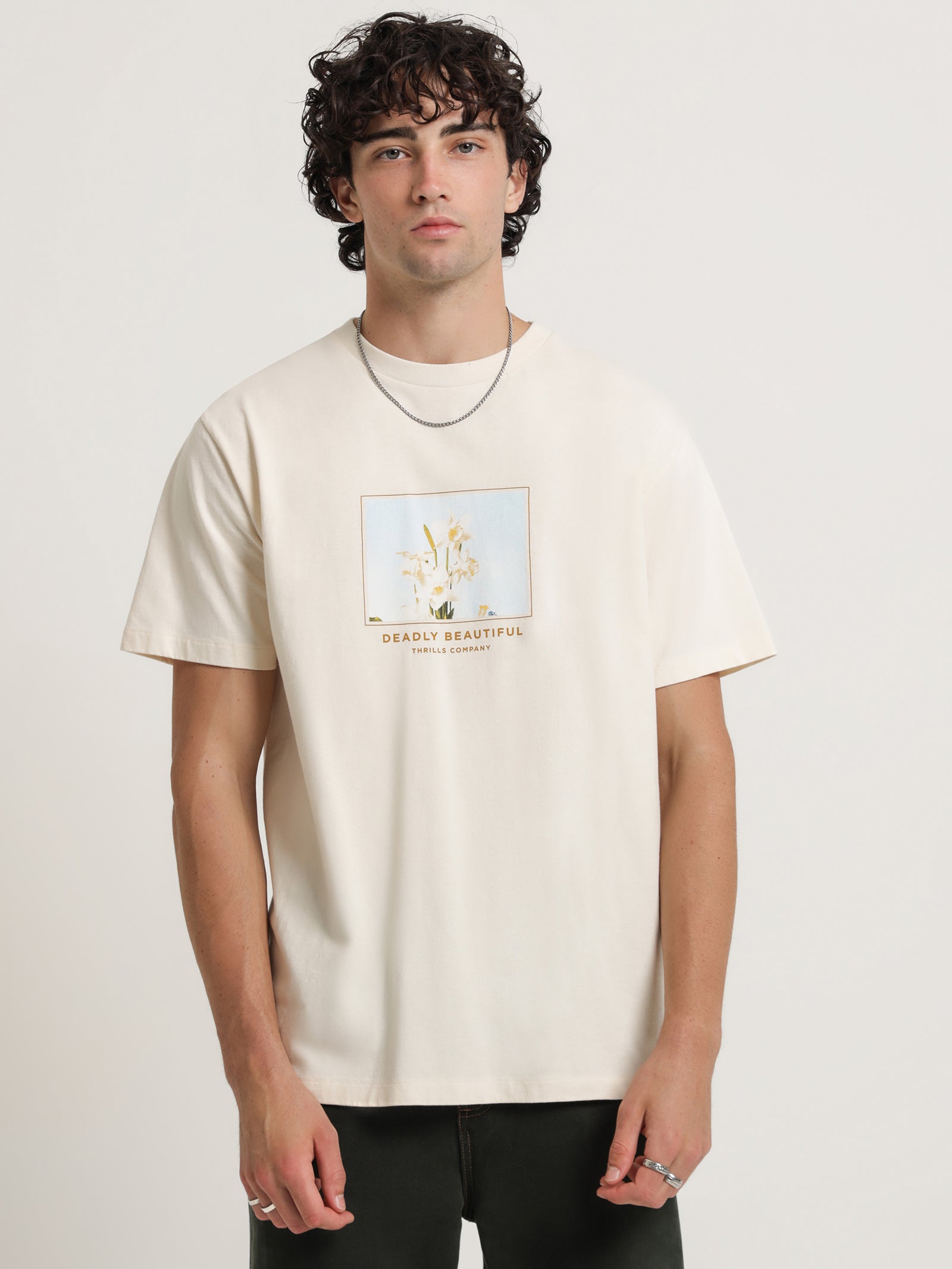 Deadly Beautiful Merch Fit T-Shirt in Heritage White