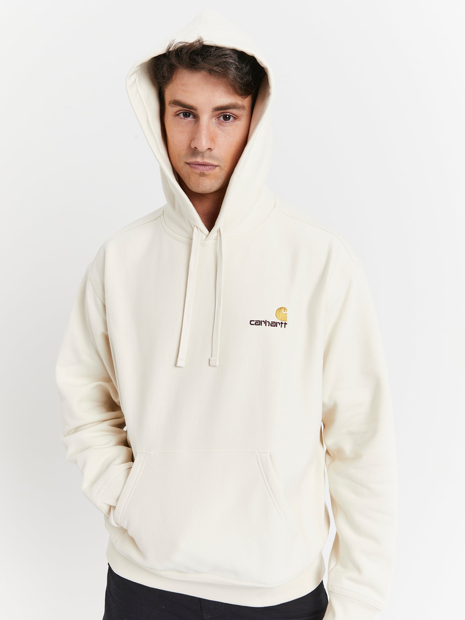 Hooded American Script Sweat in Natural