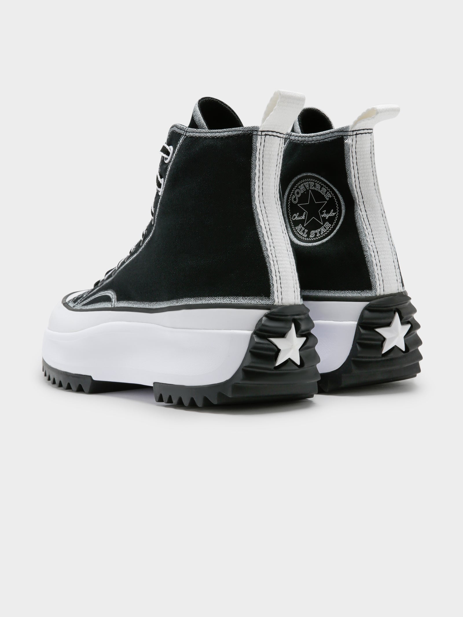 Unisex Run Star Hike Outline Sketch High Top Sneakers in Black & White