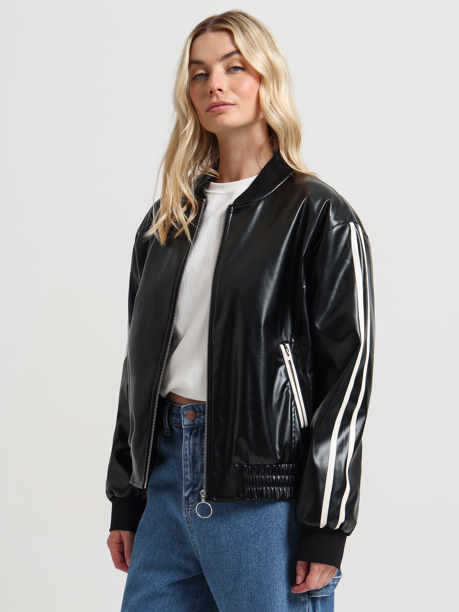 Roslyn Bomber Jacket in Black & White