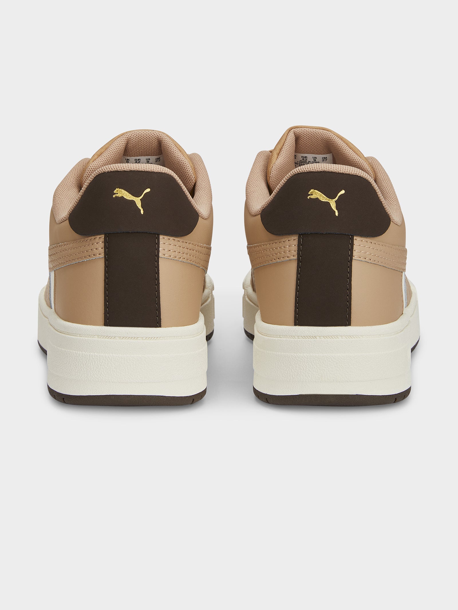 Unisex CA Pro Leather Mix Sneakers in Tan & Brown