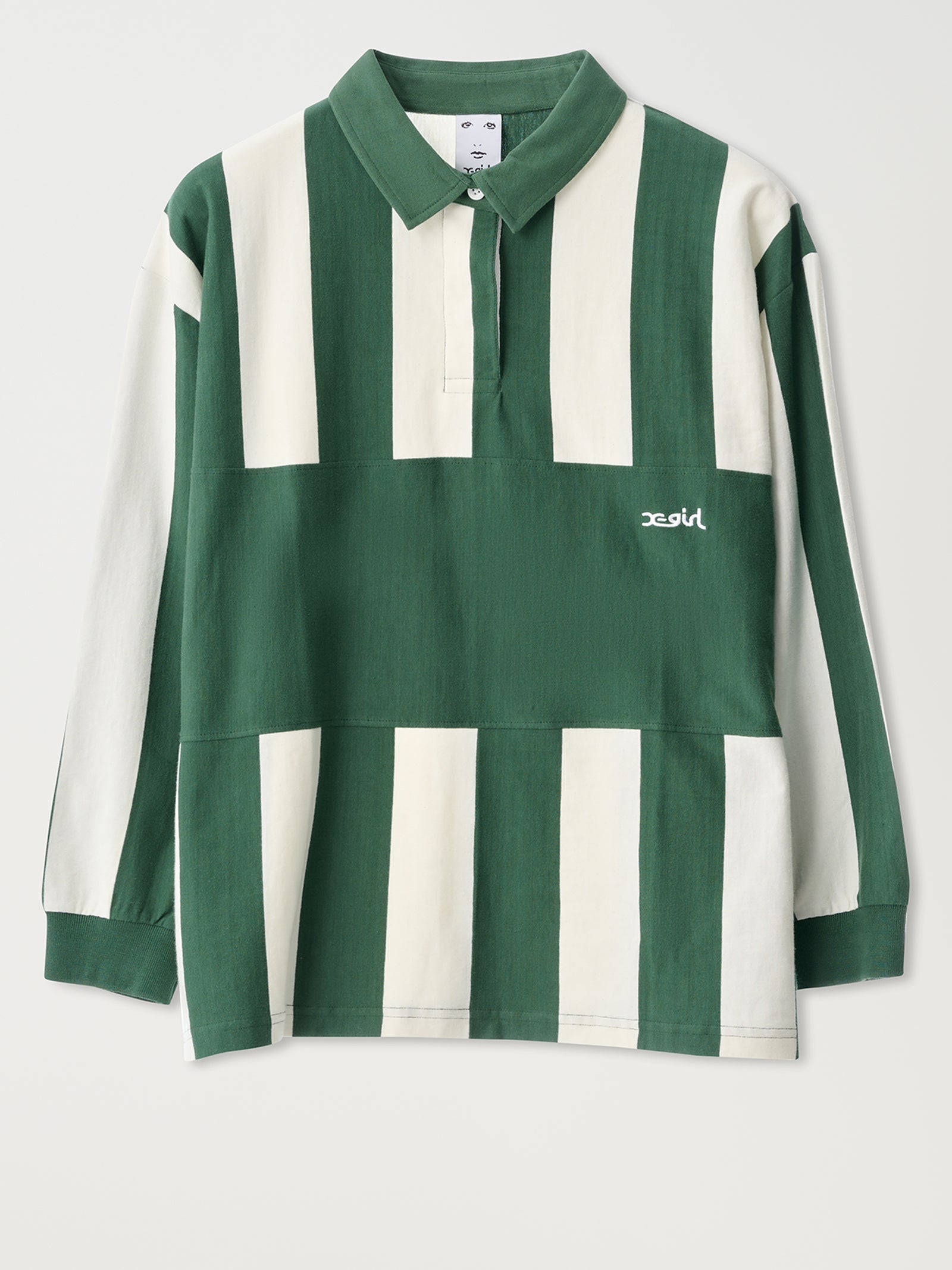 Wide Stripe Oversized Long Sleeve Rugby Top