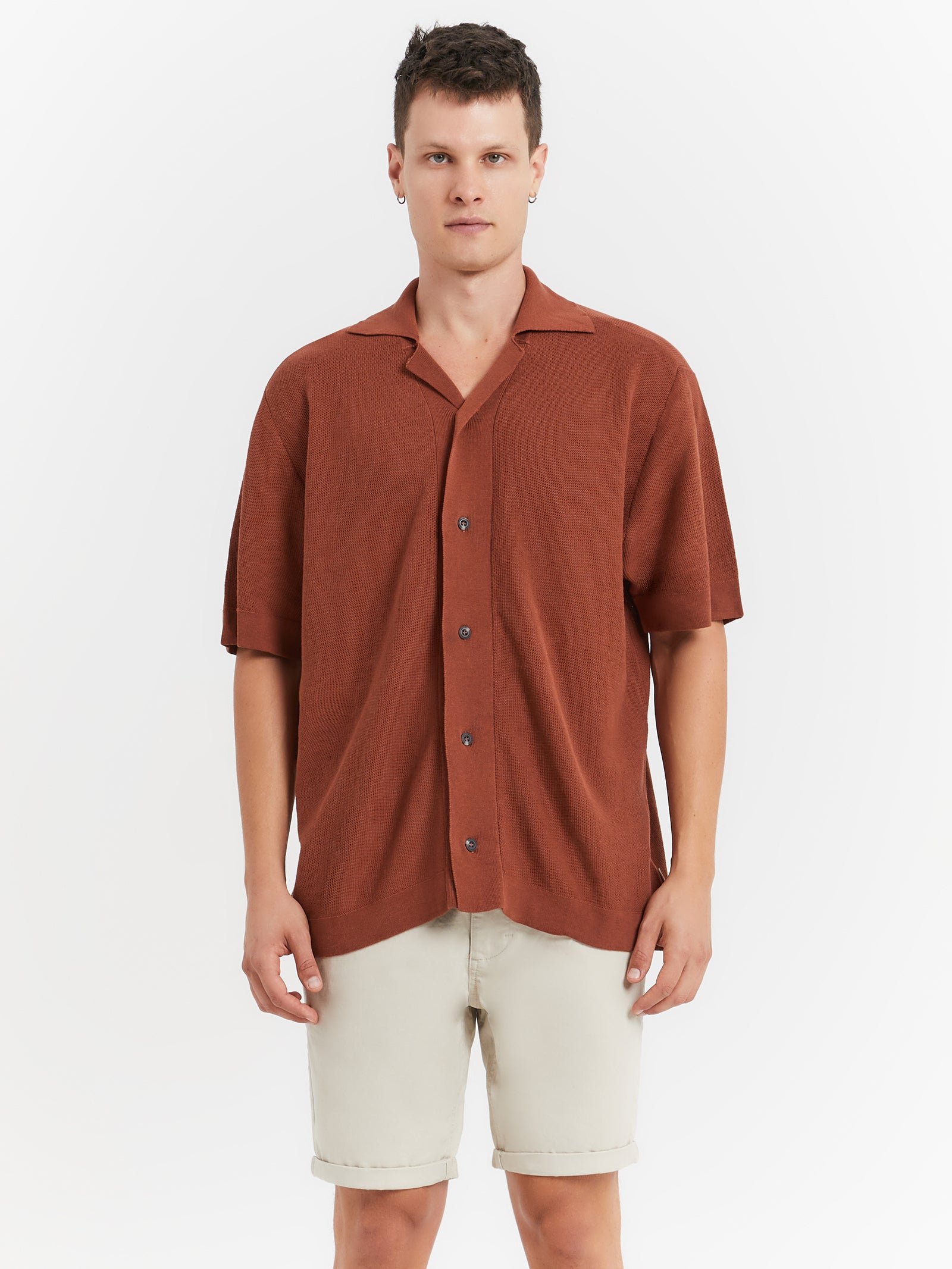 Hector Knit Shirt in Rust