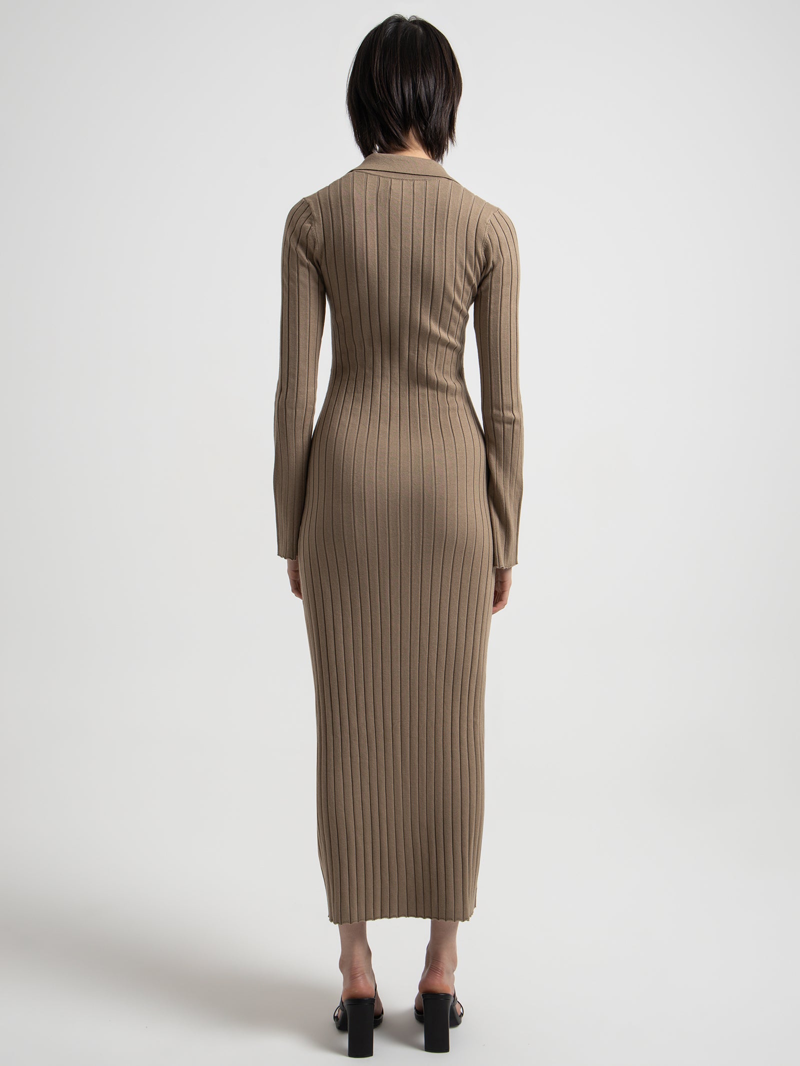 Noemi Knit Dress in Fog Brown