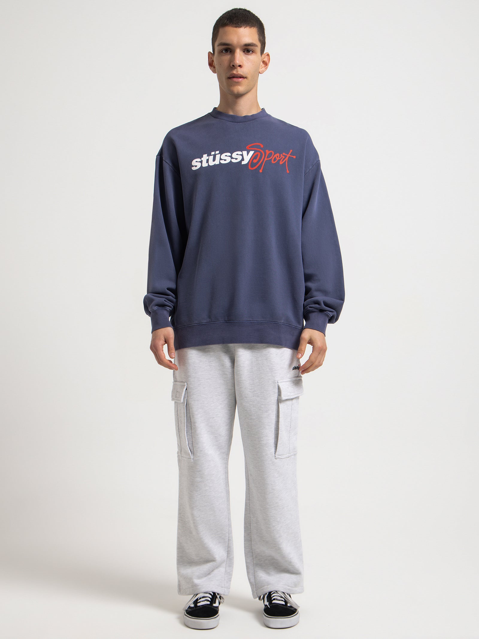 Stussy Sport 50-50 Crew in Pigment Navy