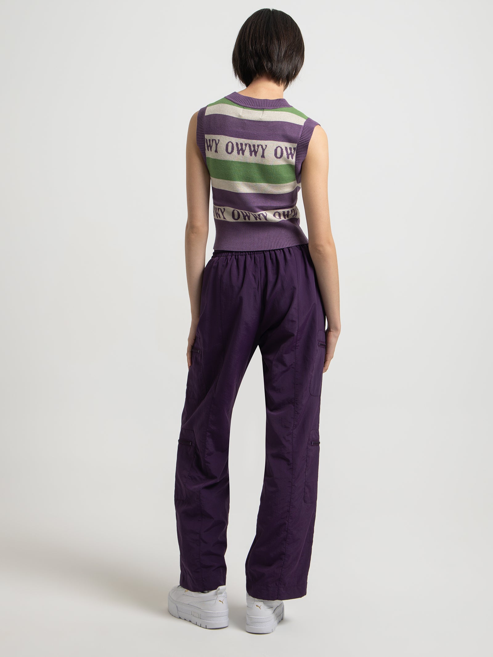 Cargo Nylon Pants in Blackcurrant