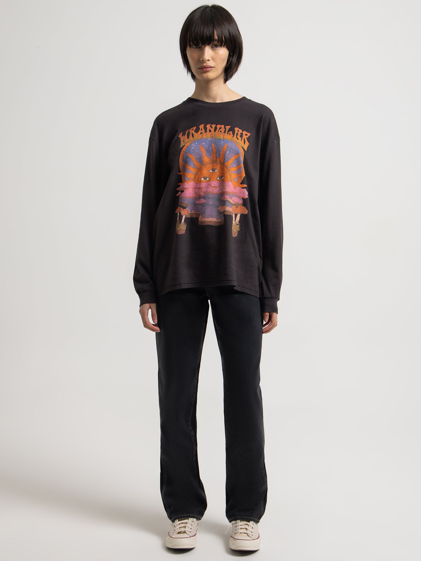 Muso Long Sleeve Setting Sun T-Shirt in Black