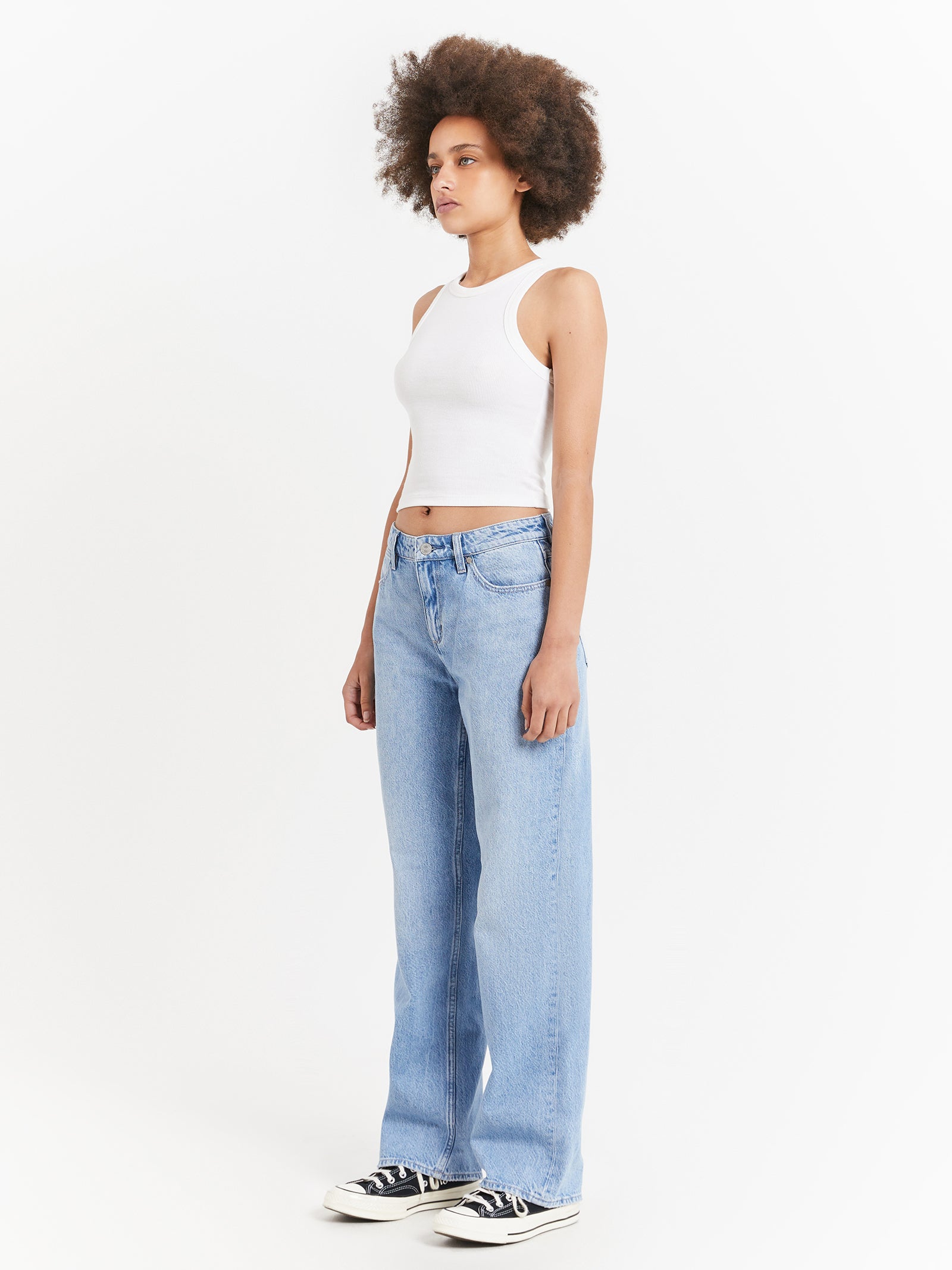 Mid Rise Bella Baggy Jeans in Ocean Blue