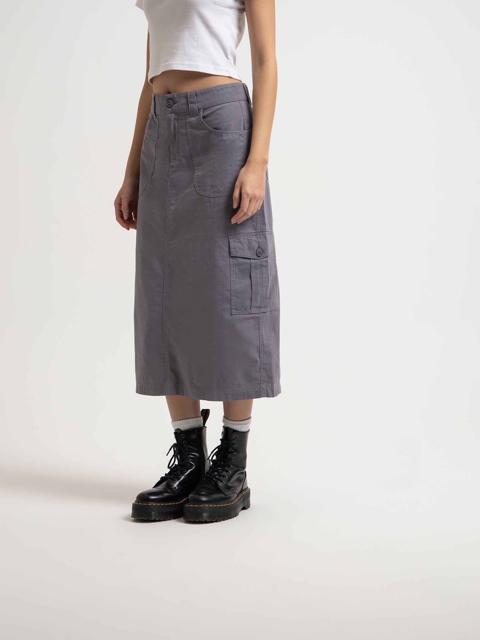 Work Cargo Maxi Skirt in Cement