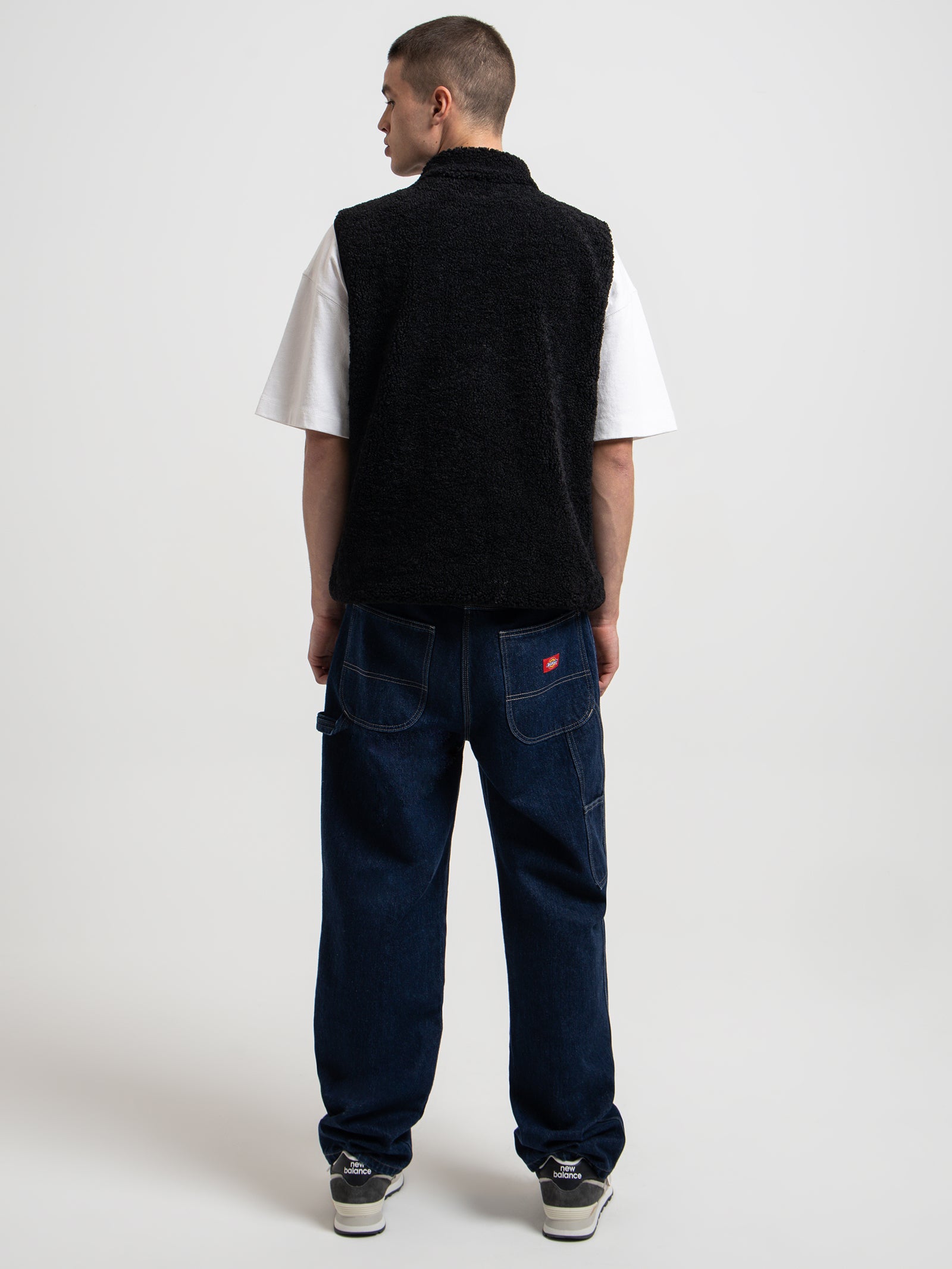 Reversible Stock Sherpa Vest in Black