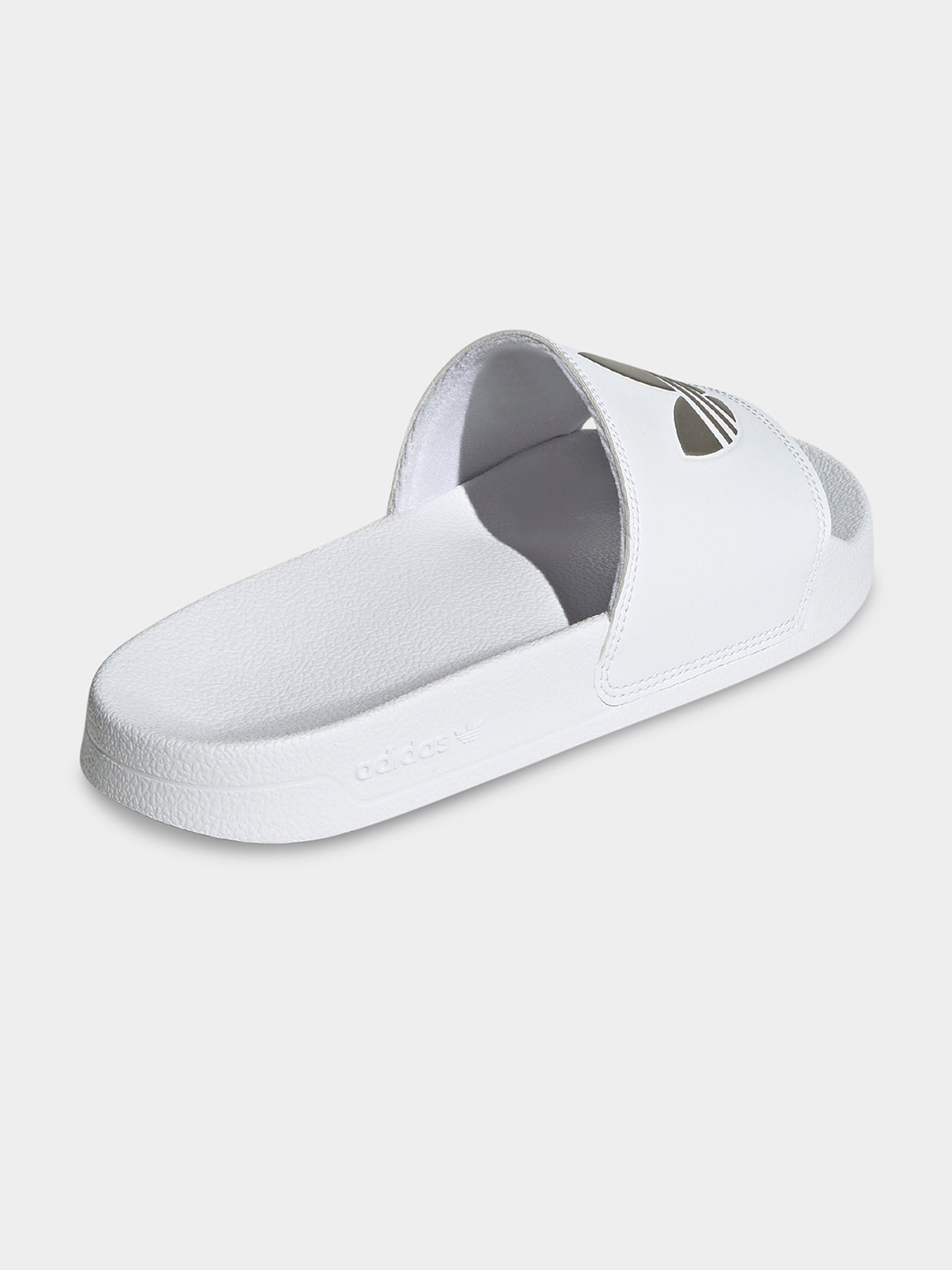 Womens Adilette Lite Slides in Cloud White & Matte Silver