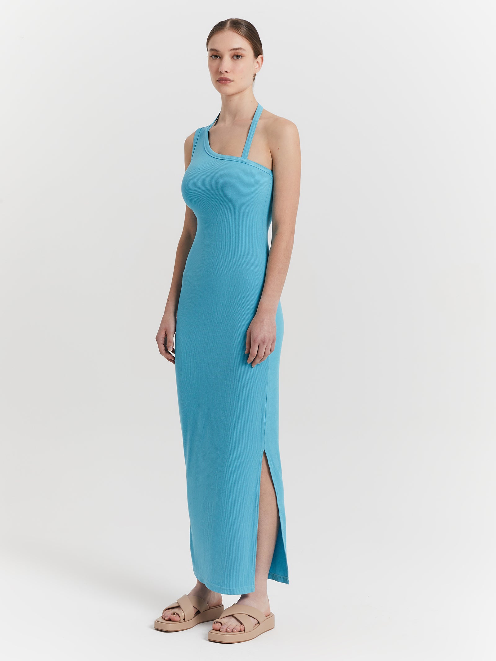 Alden Midi Dress in Turquoise Sea