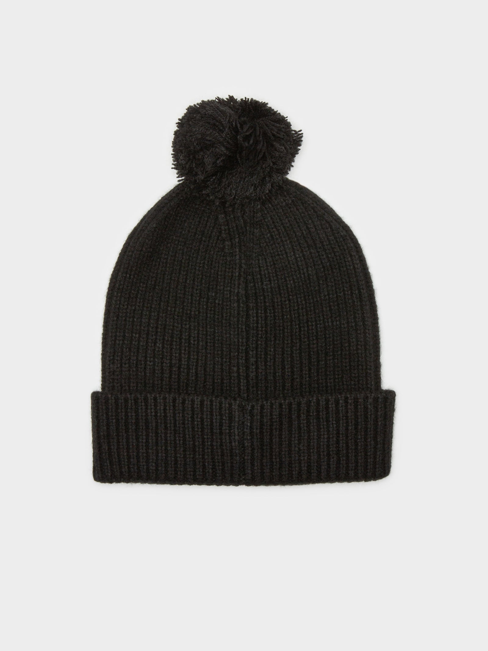 TNF Logo Box Pom Pom Beanie in Black & White