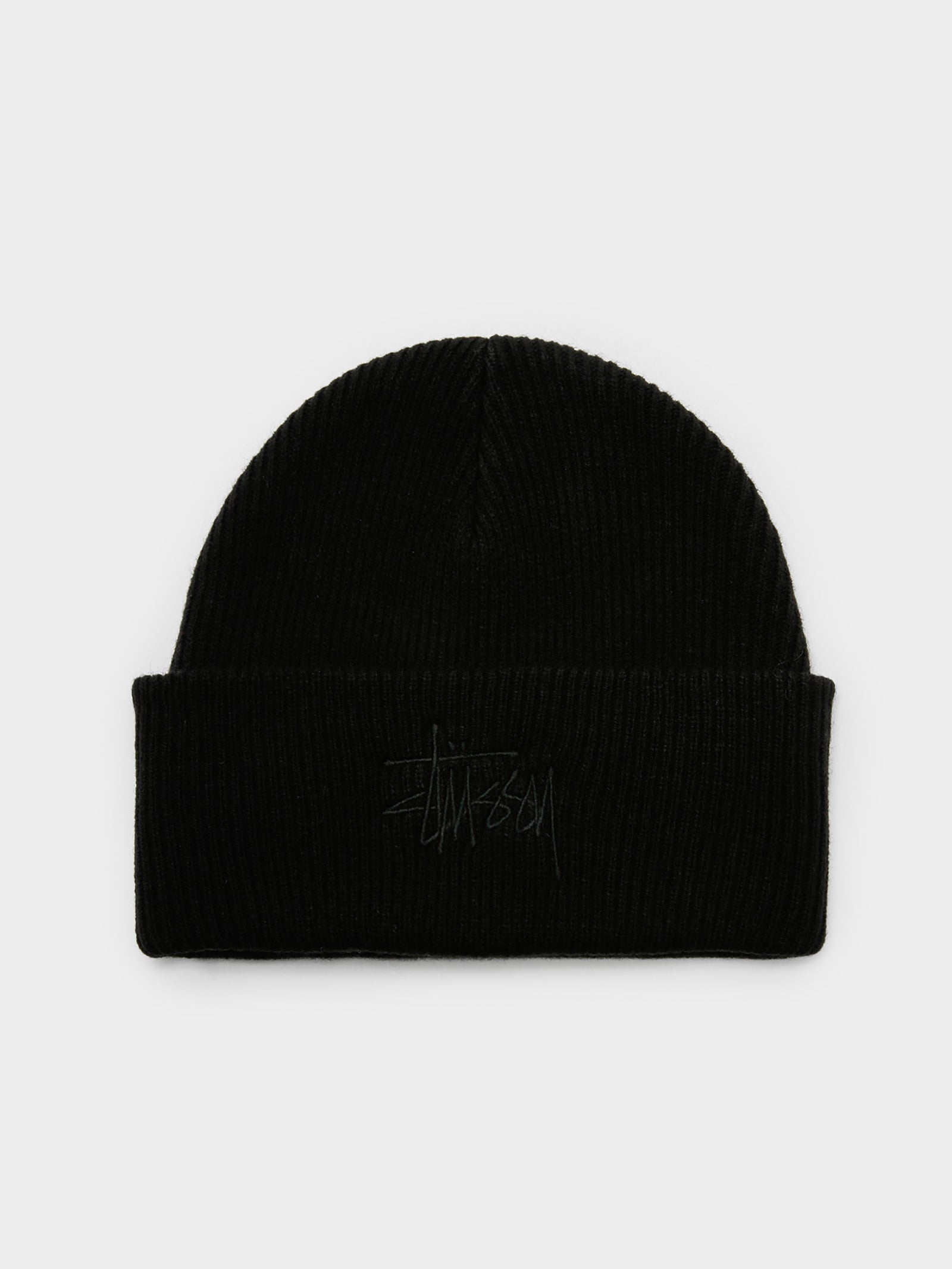 Tonal Graffiti Tall Beanie in Black