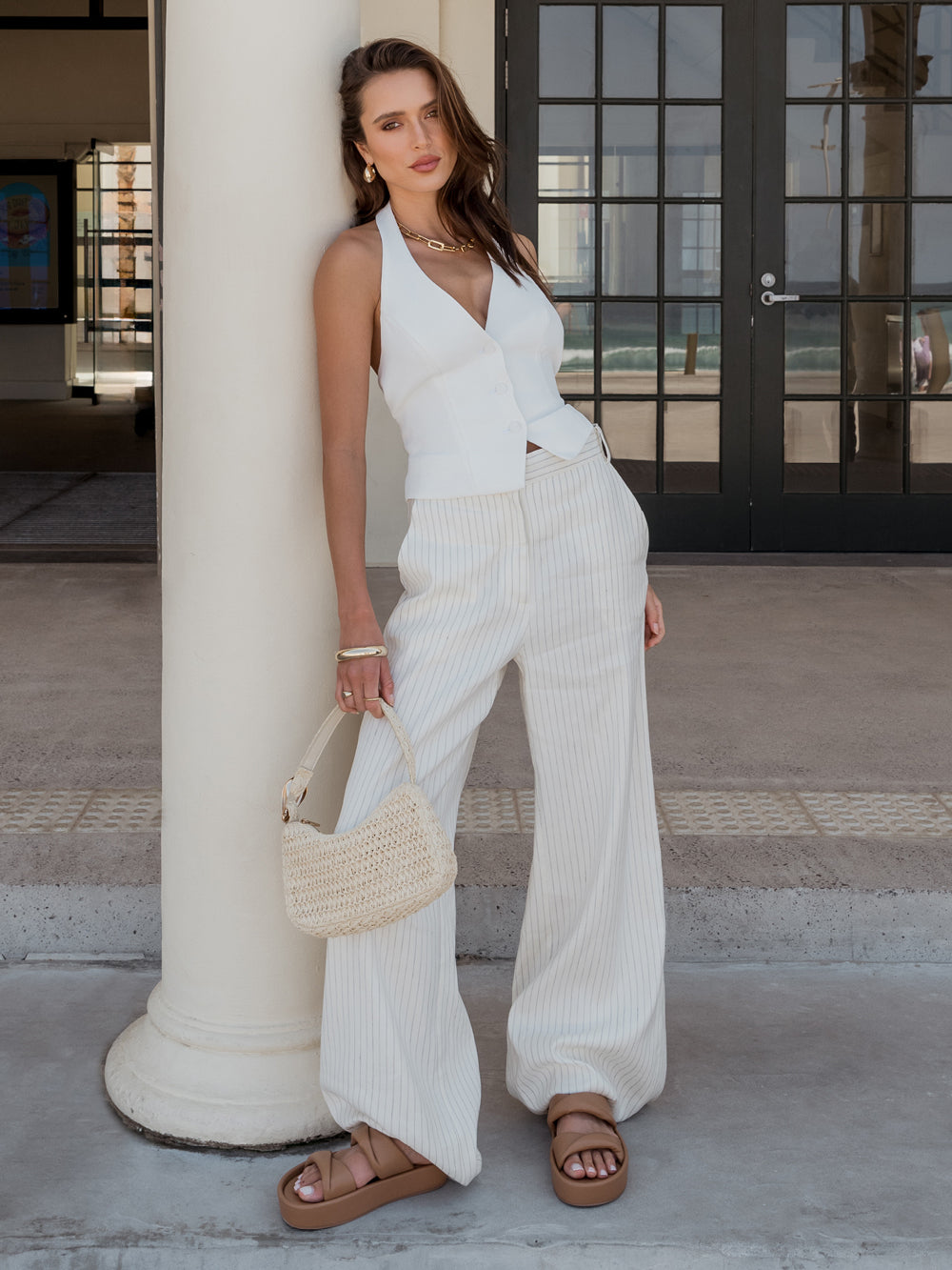 Summer Shoulder Bag in Natural Raffia