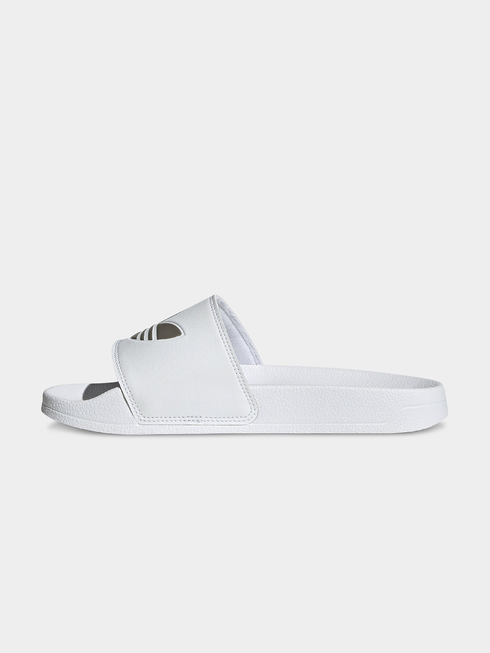 Womens Adilette Lite Slides in Cloud White & Matte Silver