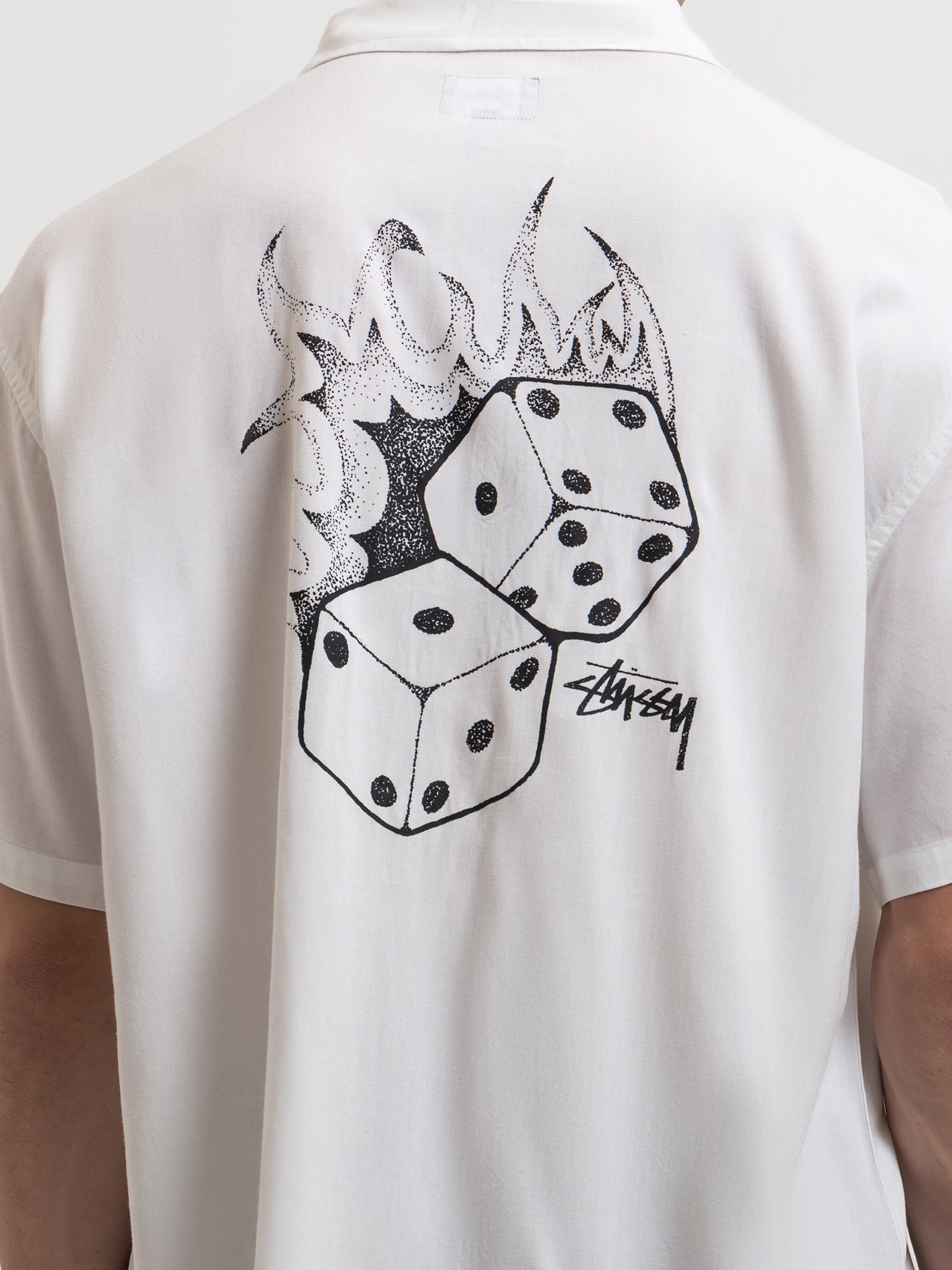 Fire Dice Short Sleeve Shirt in White