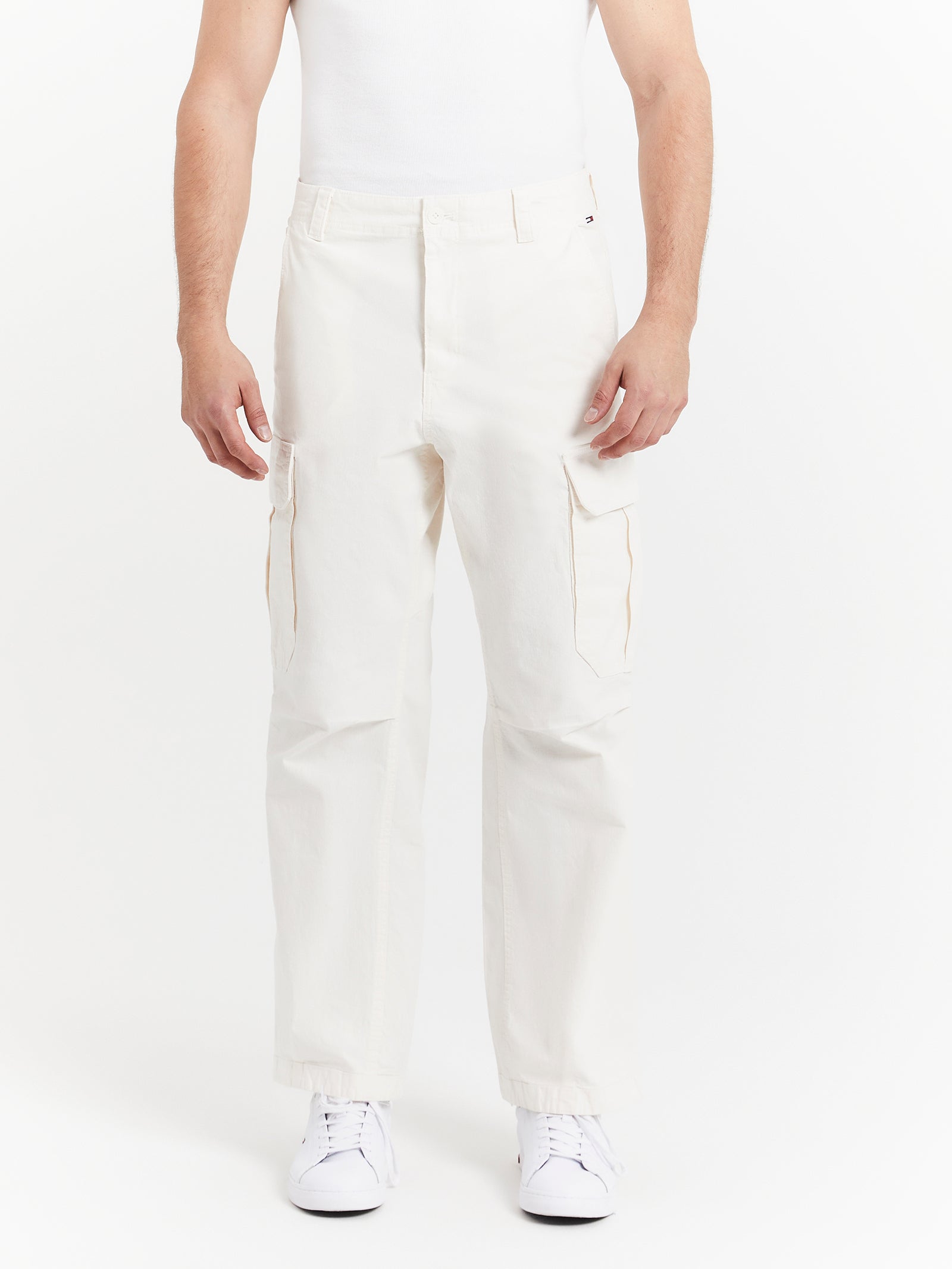 Aiden Baggy Cargo Trousers in Vintage White