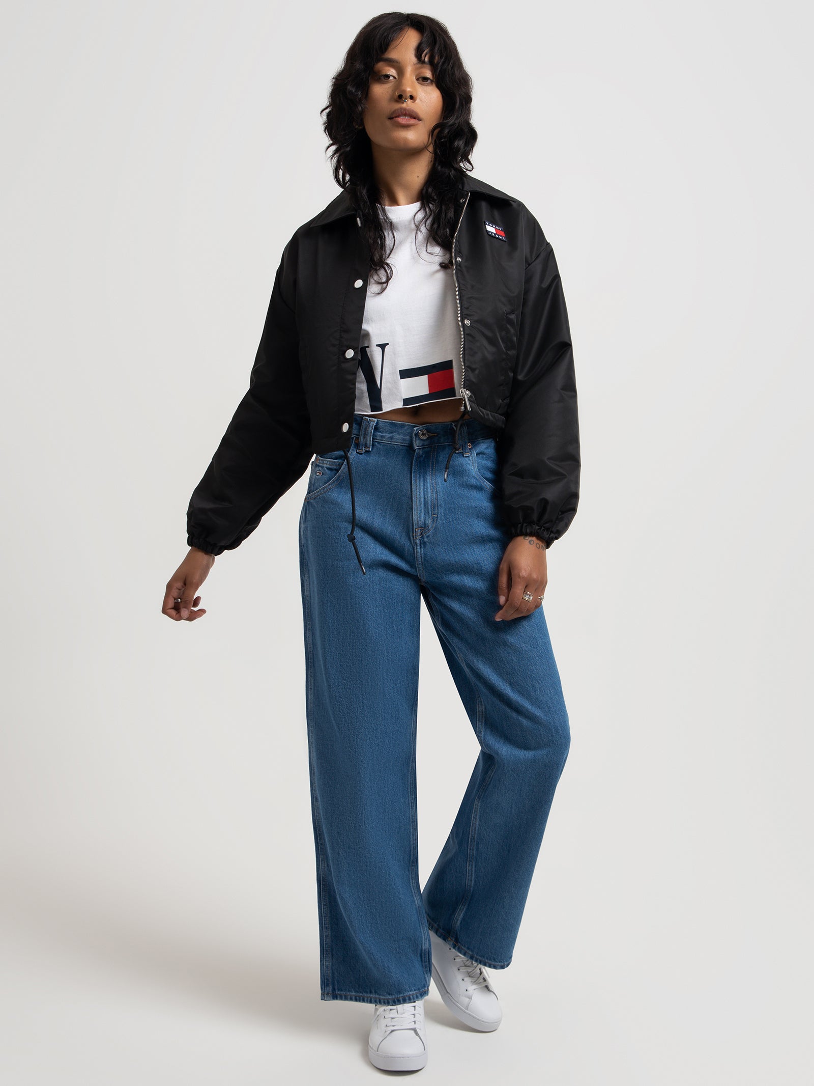 Cropped Coach Jacket in Black