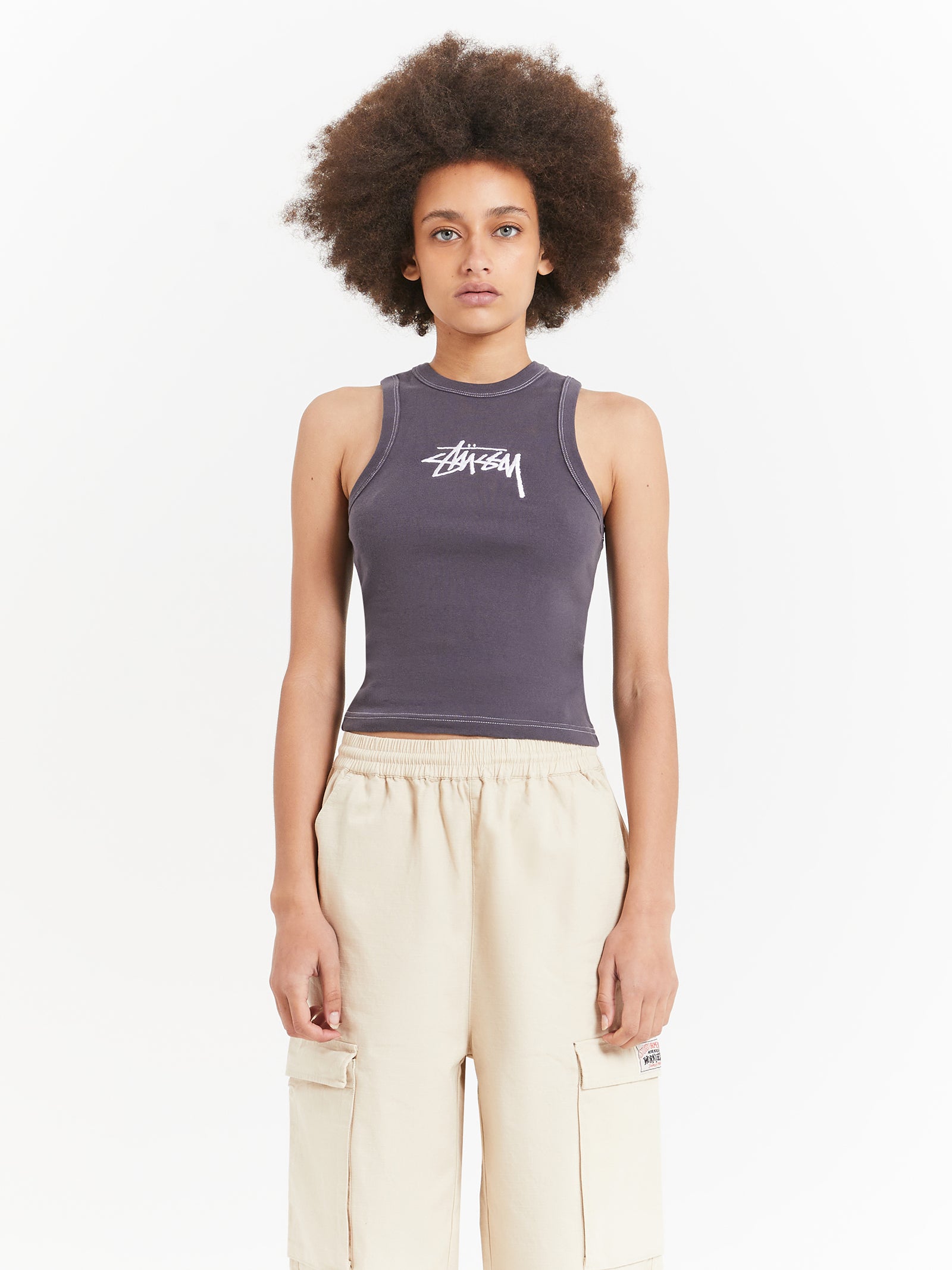 Stussy Stock Tank in Charcoal