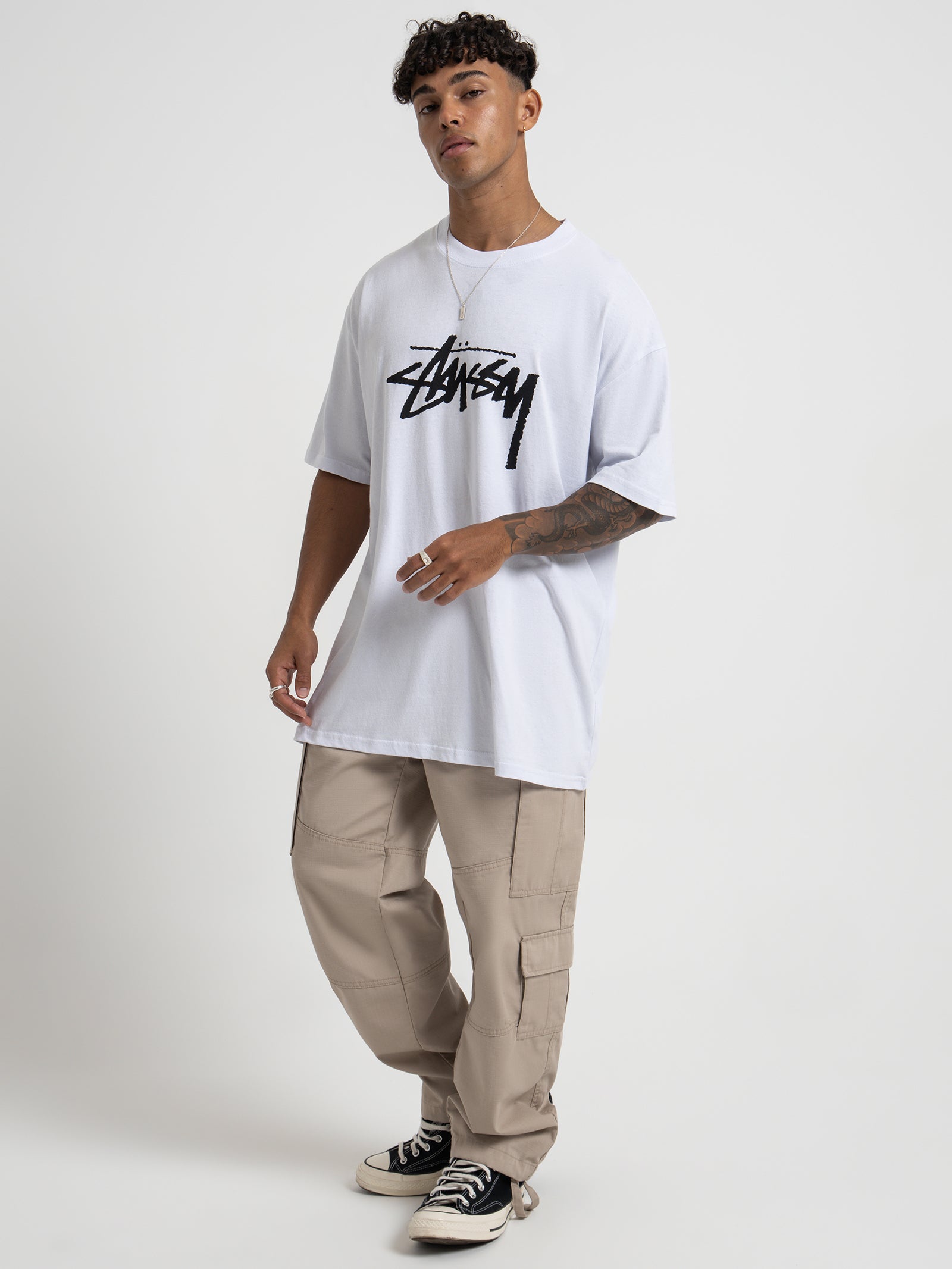 Solid Stock Logo Short Sleeve T-Shirt in White