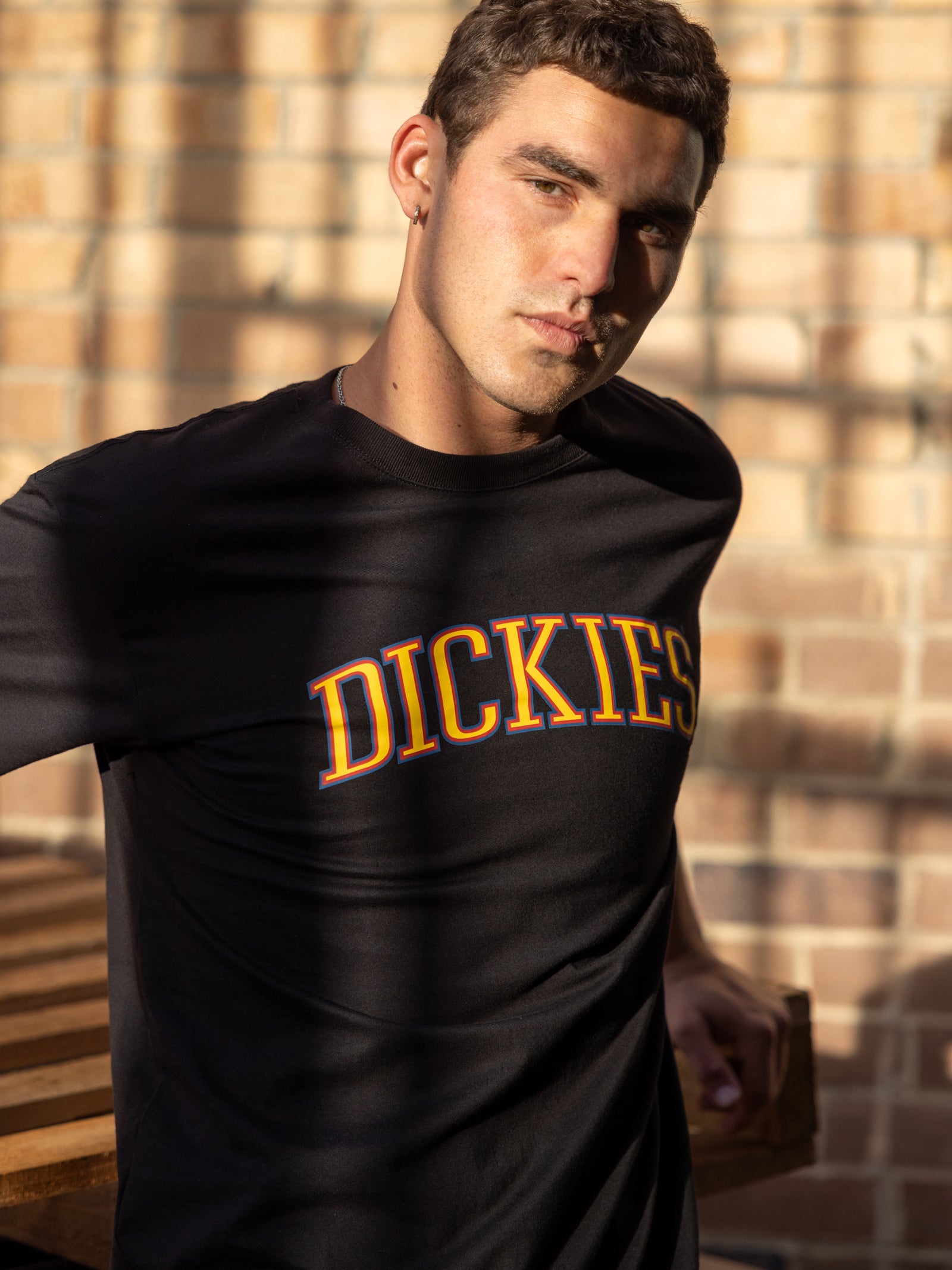 Collegiate Tri-Colour T-Shirt in Black