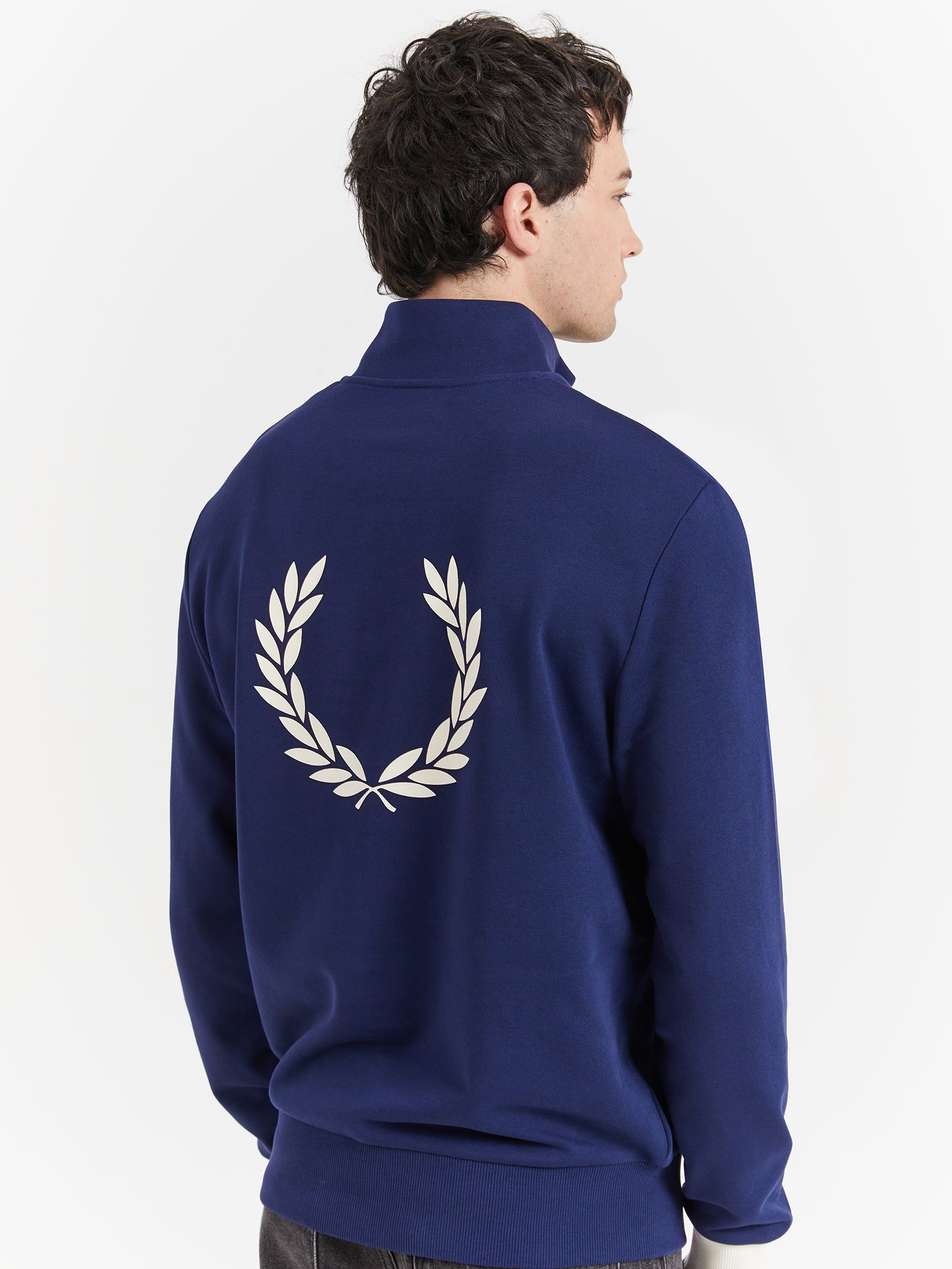 Contrast Cuff Laurel Half Zip in Navy