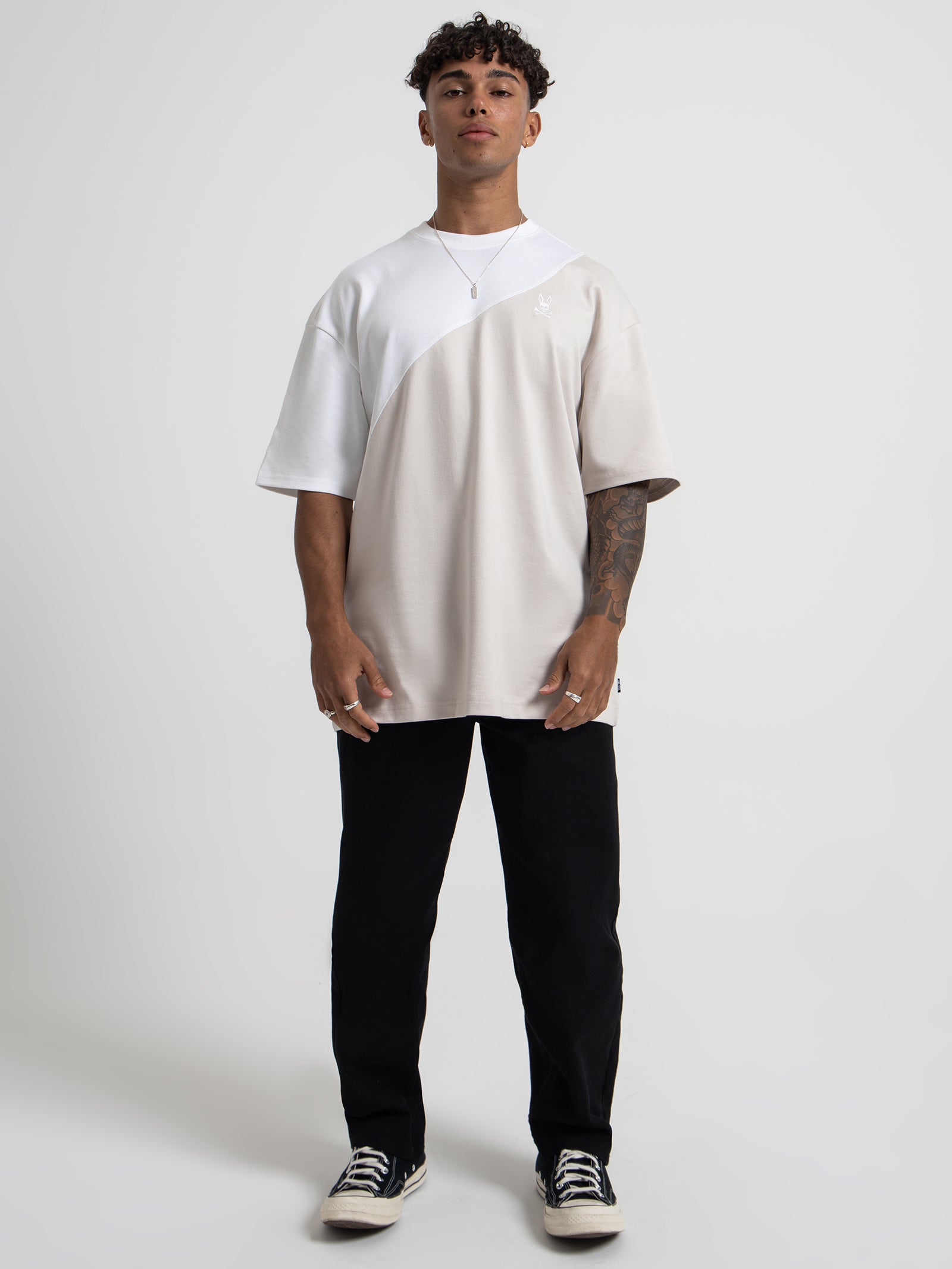 Kenny Relaxed Fit Embroidery T-Shirt in Natural Linen