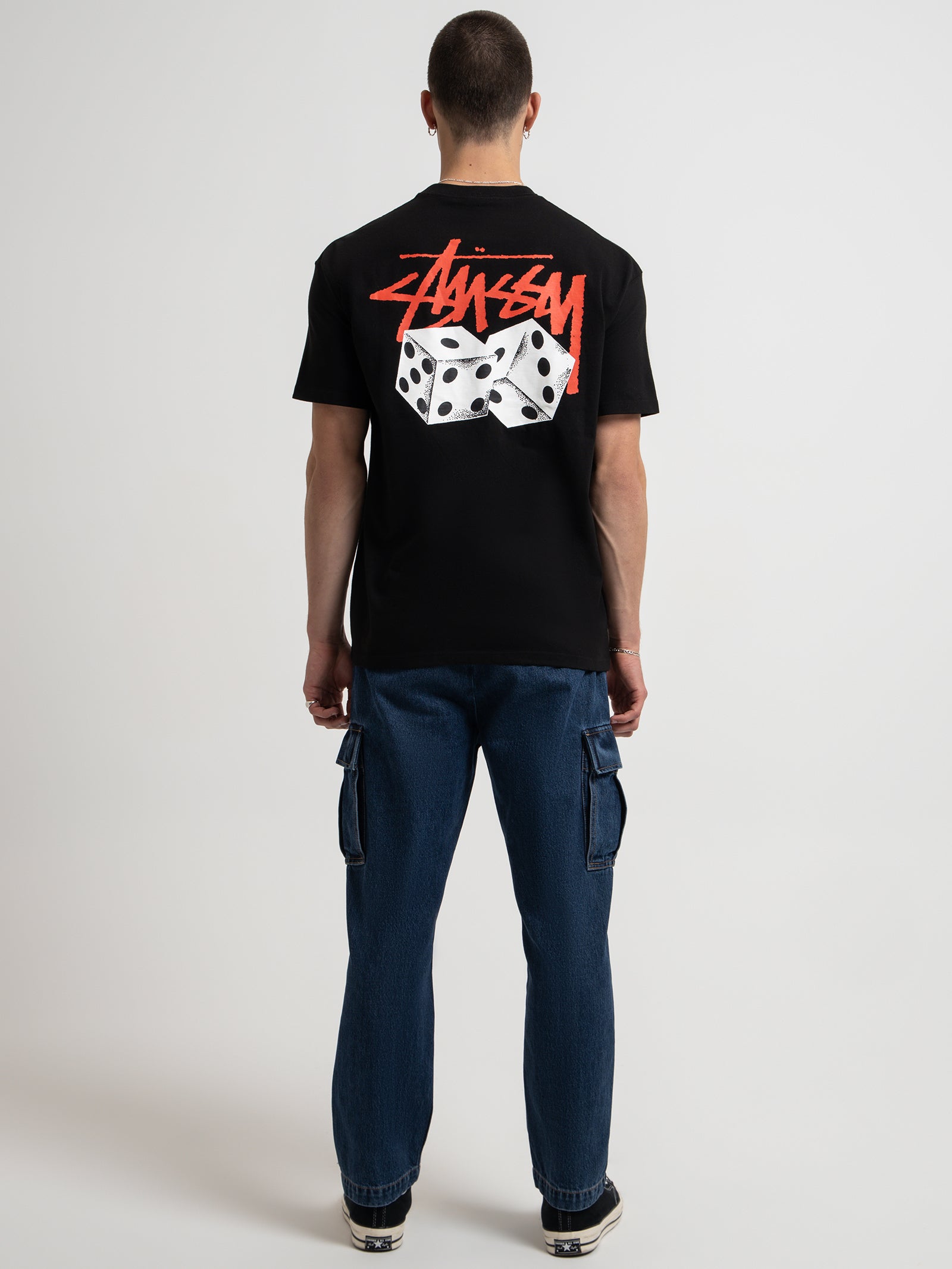 Pair Of Dice Solid Heavyweight T-Shirt in Black & Red